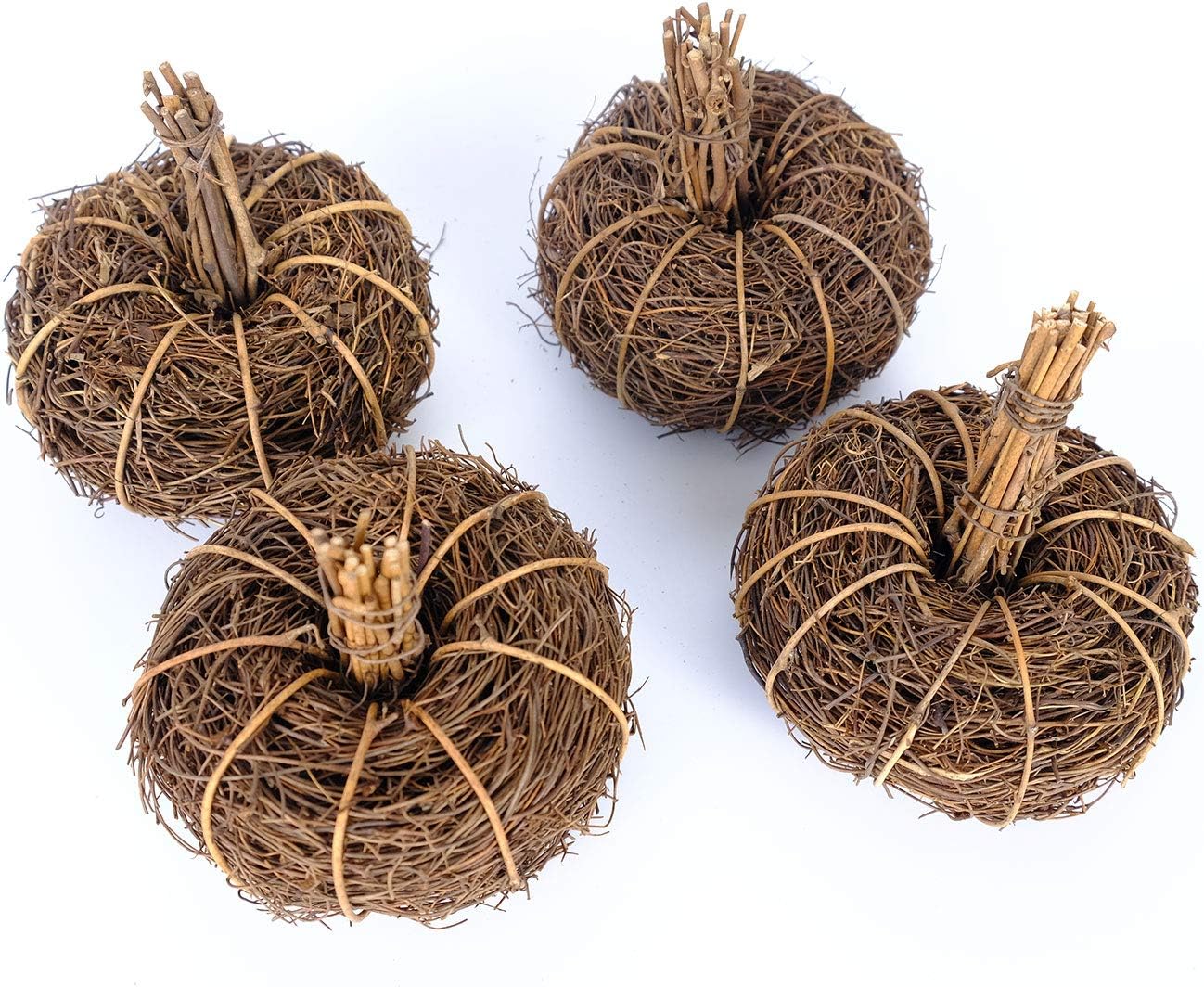 4pcs Artificial Grapevine Pumpkins for Halloween and Fall Decor