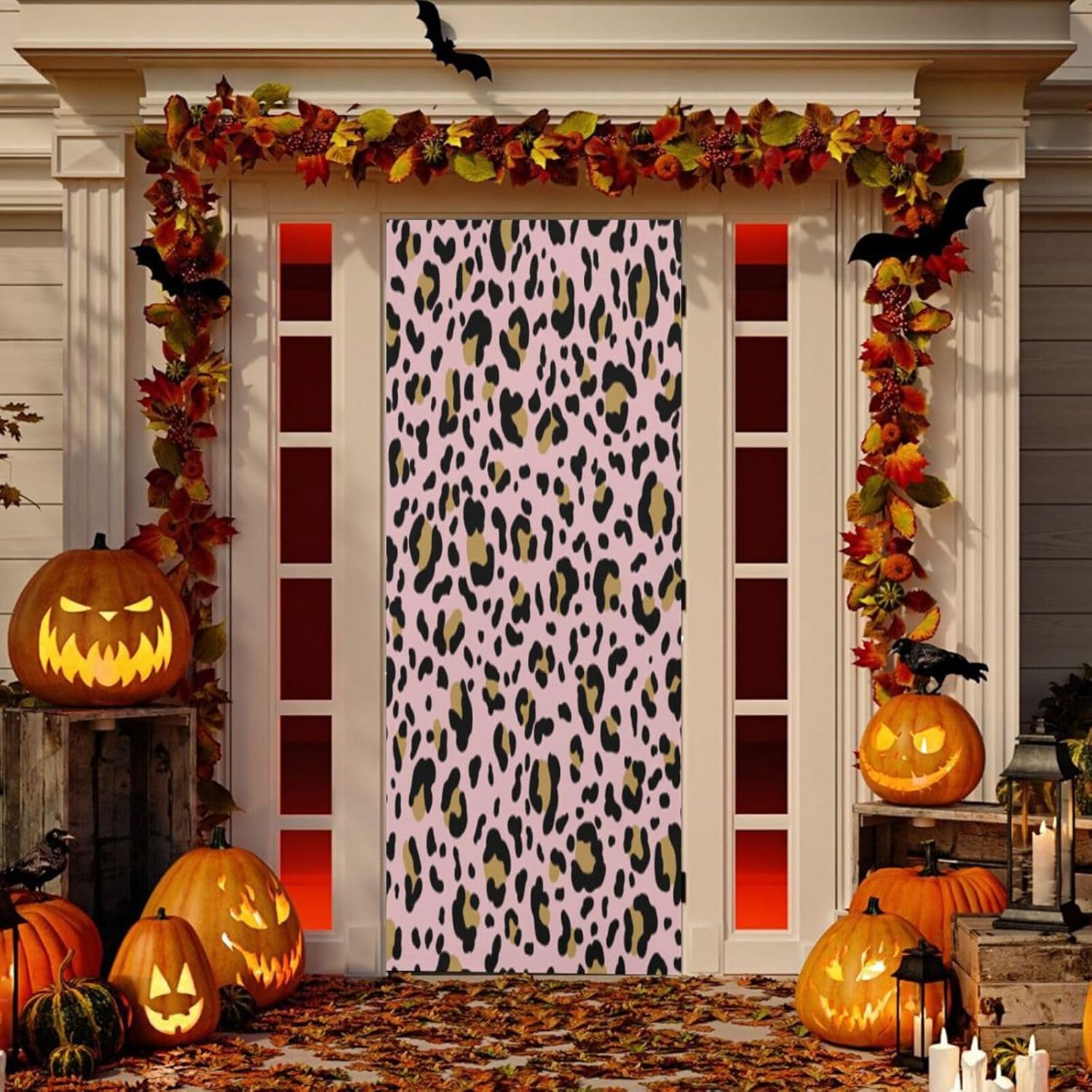 Susiyo Faux Leopard Skin Halloween Door Cover 32x79 in