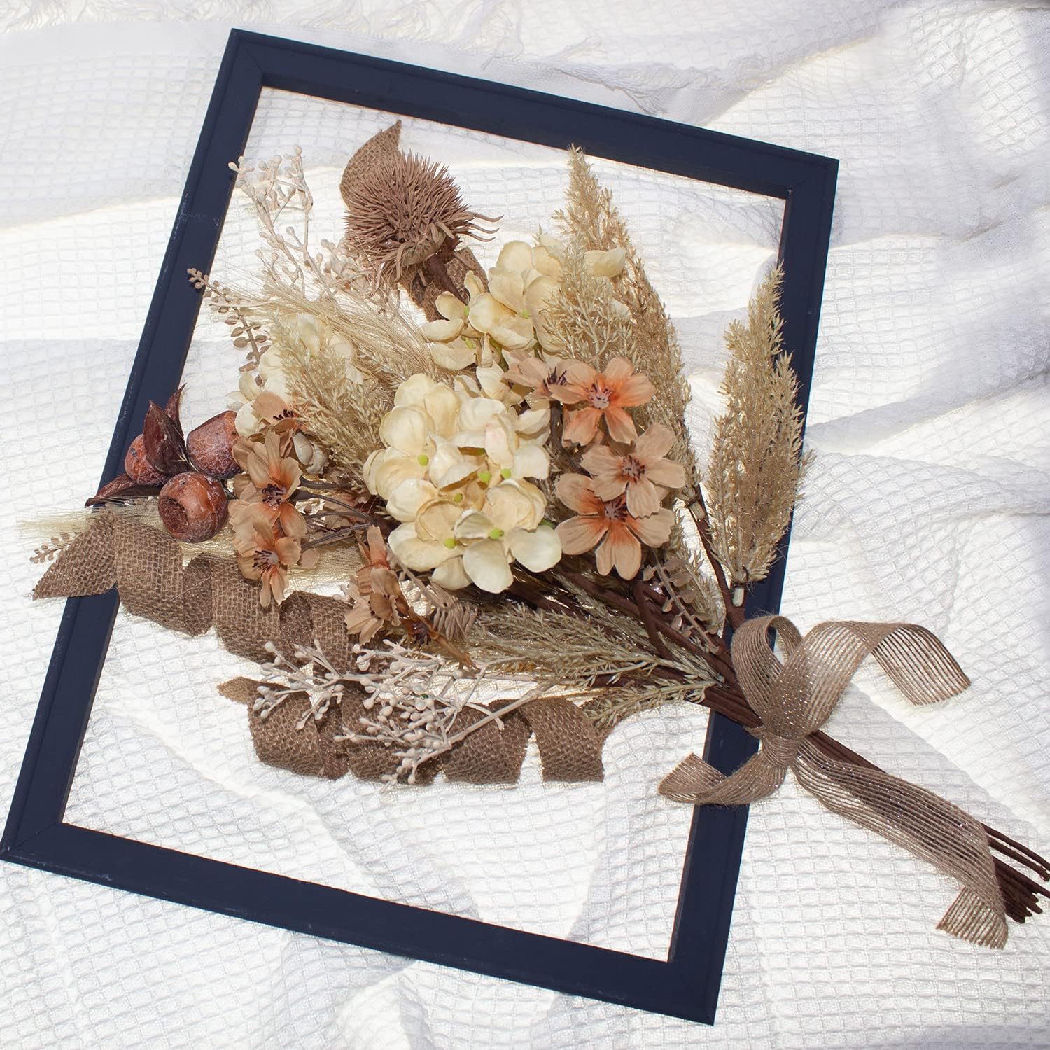 18Pcs Boho Faux Fall Dried Pampas Grass and Silk Hydrangea Bouquets