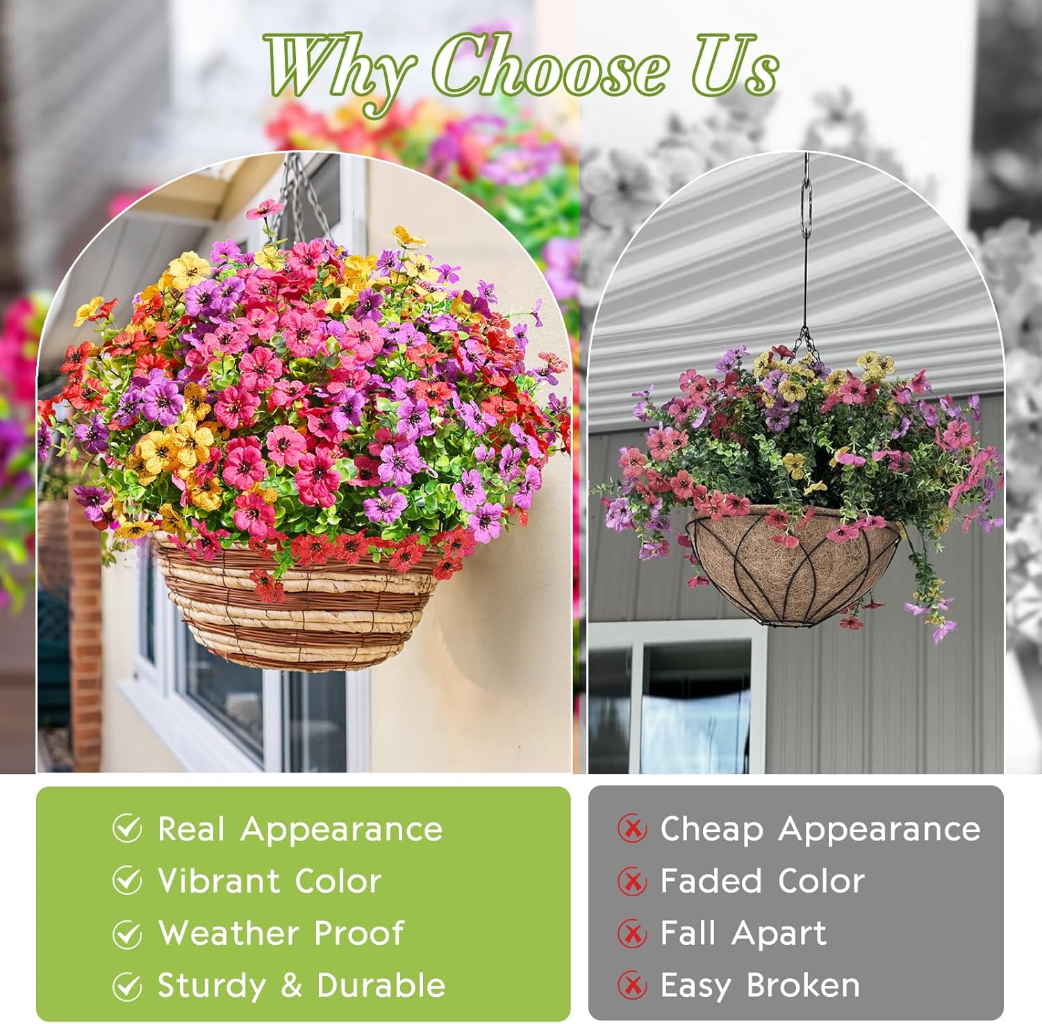 Waipfaru Artificial Flowers Outdoor Set 12 Bundles UV Resistant