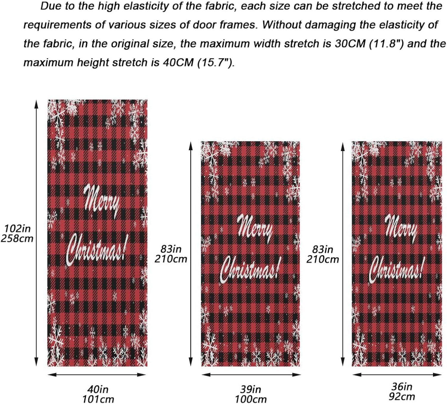 Susiyo Christmas Snowflakes Buffalo Plaid Door Cover 32x79 in