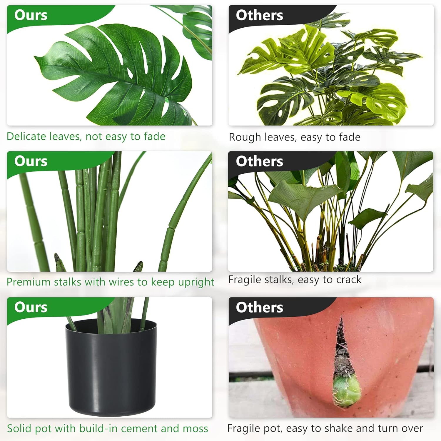 Goplus Artificial Monstera Deliciosa Plant 4ft Tall Fake Tropical Tree