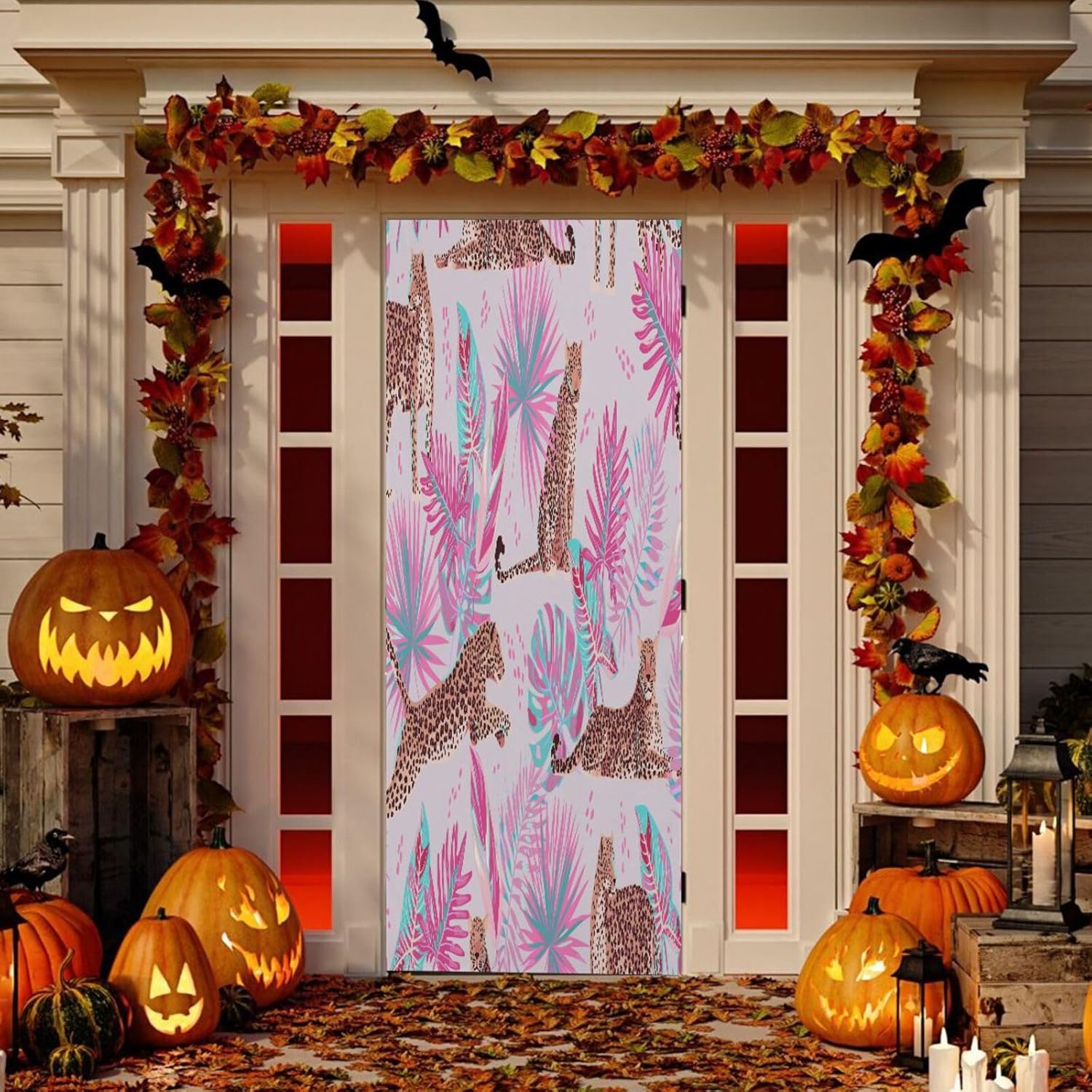 Susiyo Pink Leopards Leaves Halloween Door Cover