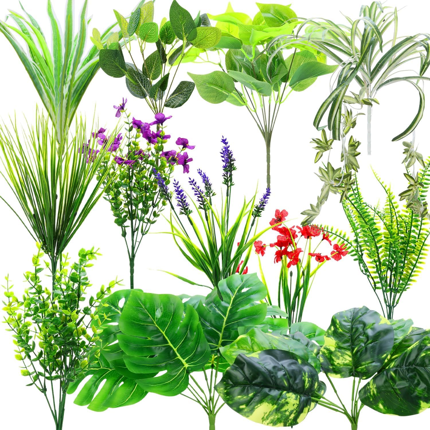 14 Bundles Artificial Plants Outdoor Greenery