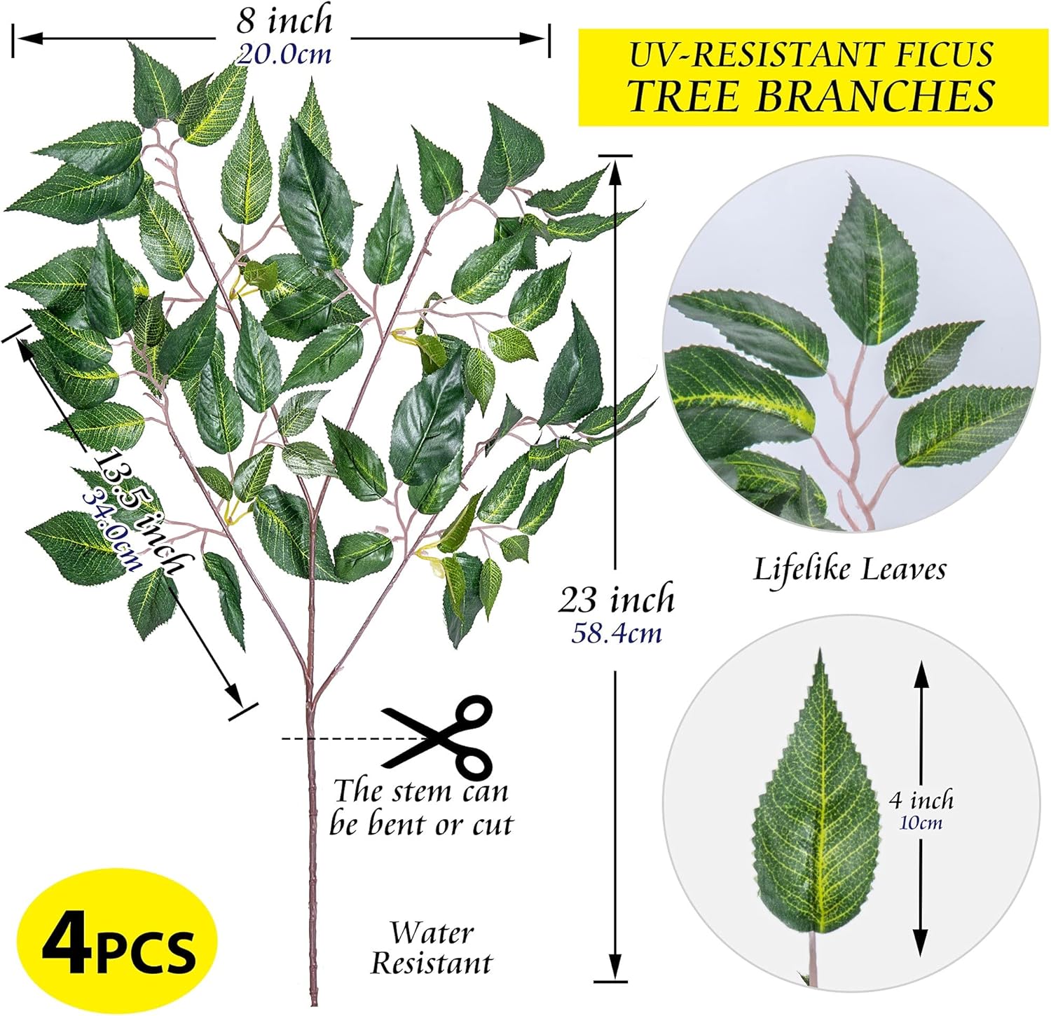 Grand Verde Ficus Tree Branches Artificial Greenery 4pcs