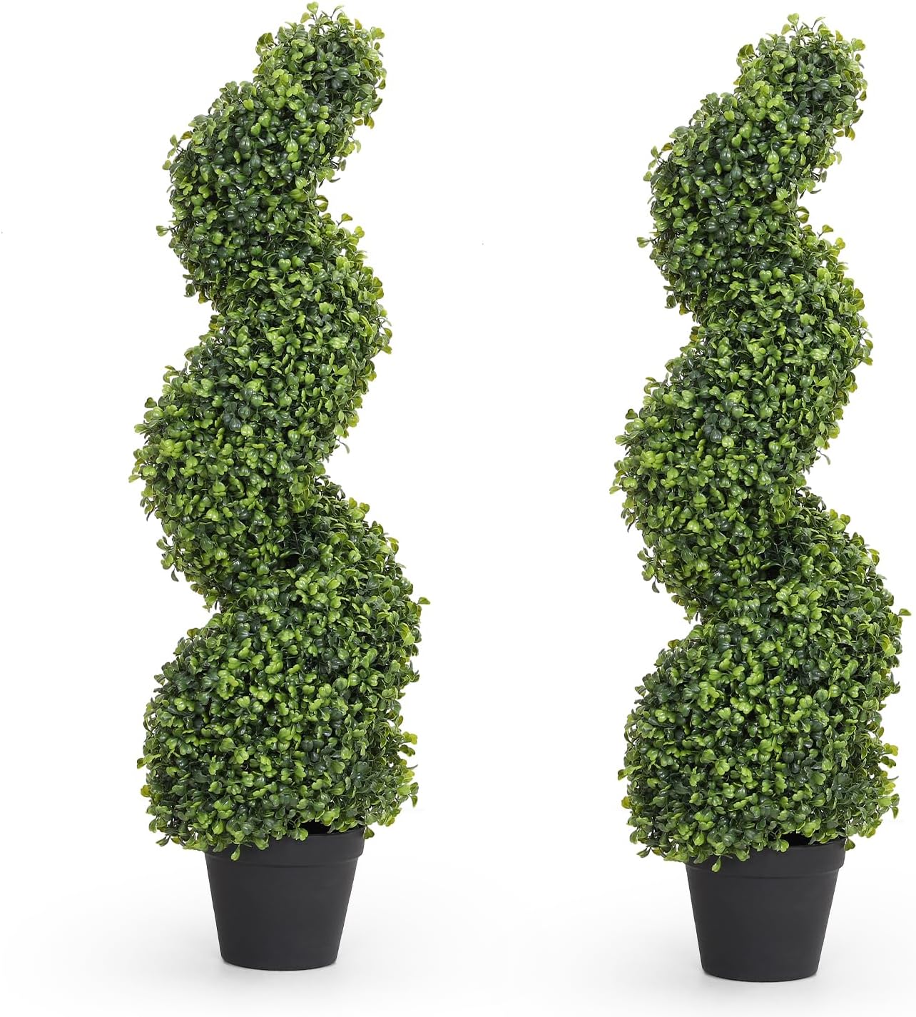 THE BLOOM TIMES 3ft Spiral Boxwood Artificial Trees Set of 2