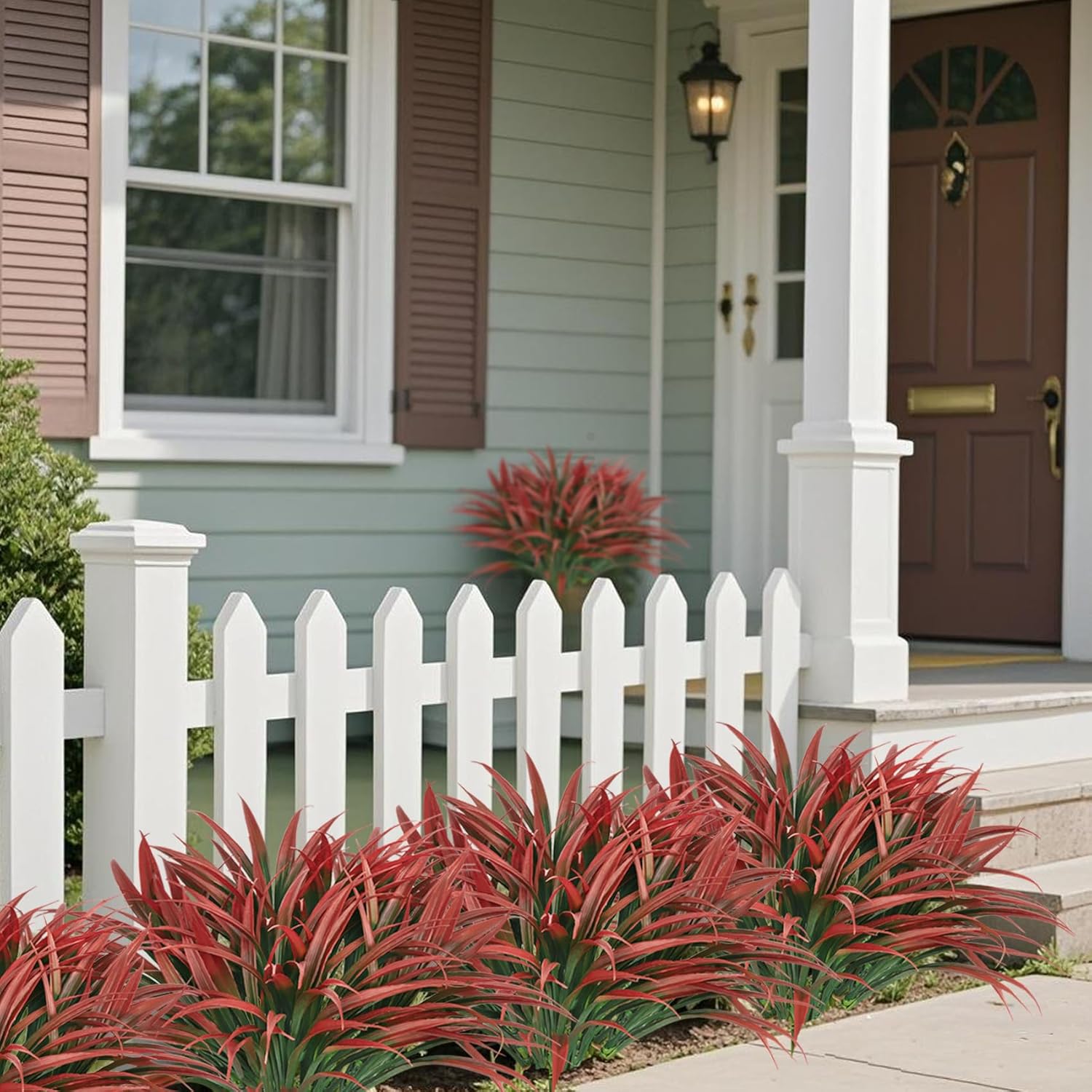 Ouddy Decor 20 Pcs Fake Outdoor Plants Set Red