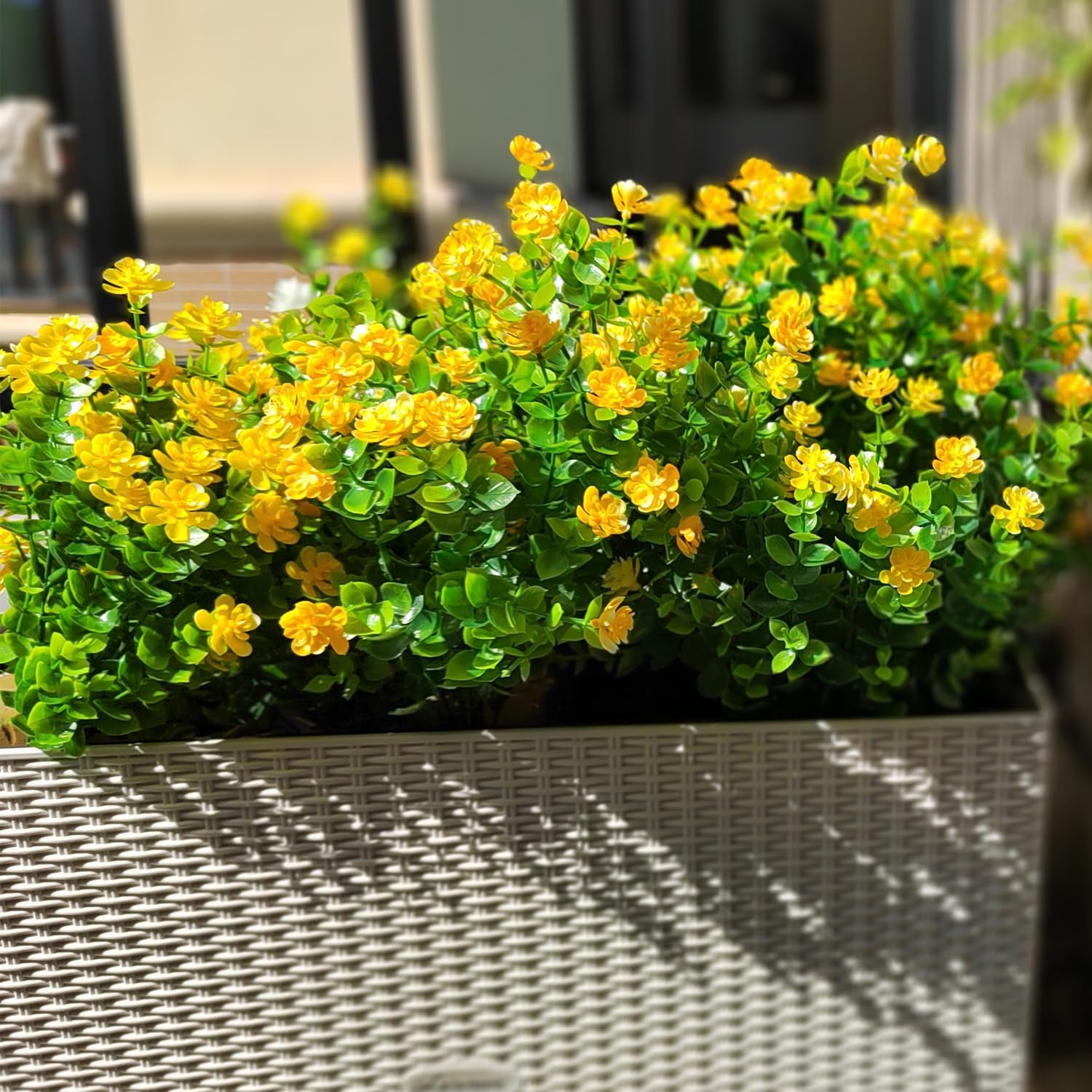 12 Bundles Artificial Flowers for Outdoor Use Yellow