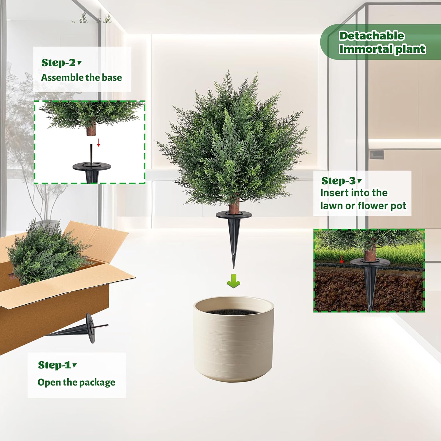 23 Inch Artificial Cypress Topiary Outdoor Plants 2 Pack