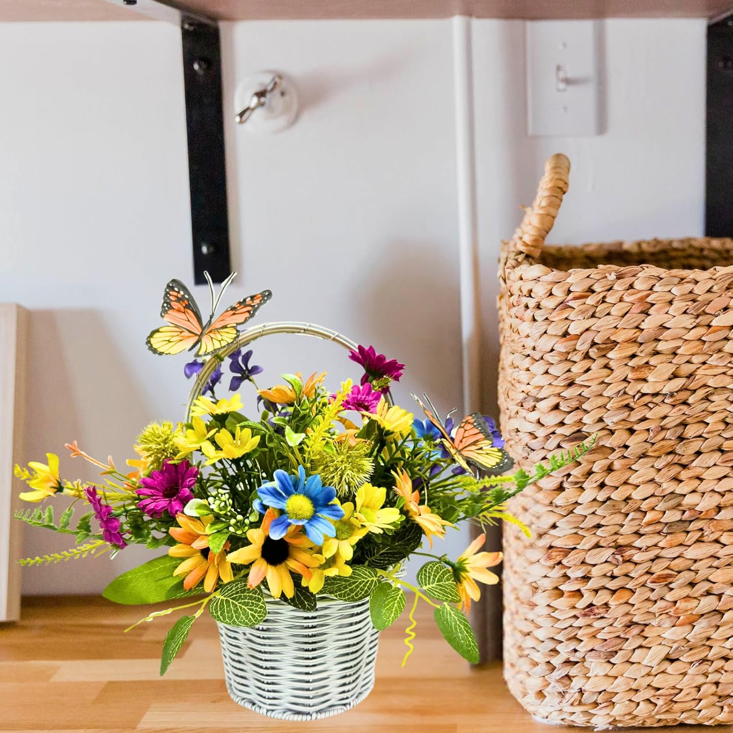 Spring Summer Floral Arrangement Centerpiece with LED Lights