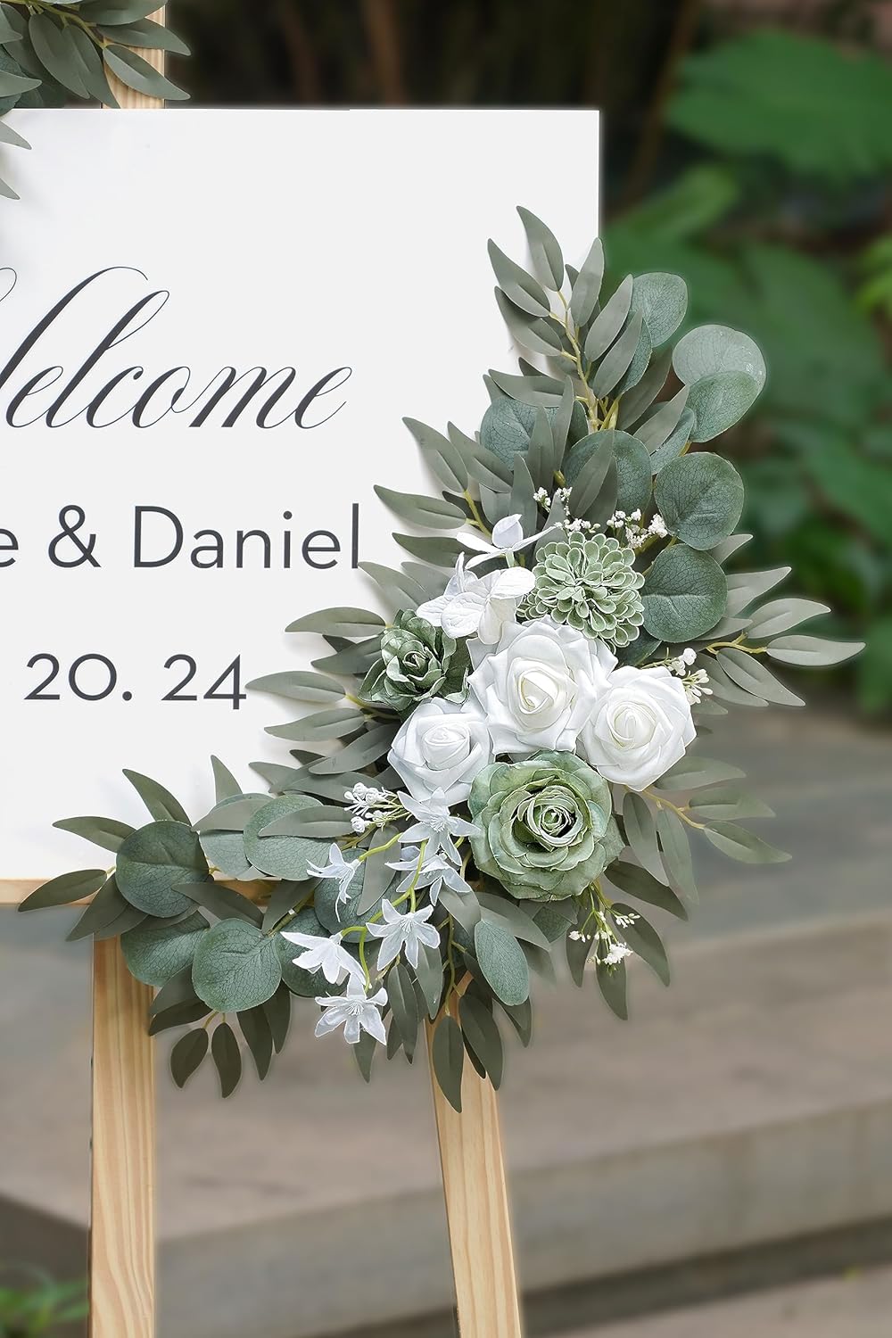 Olalaka 2-Pack Sage Green White Wedding Flower Swag Set