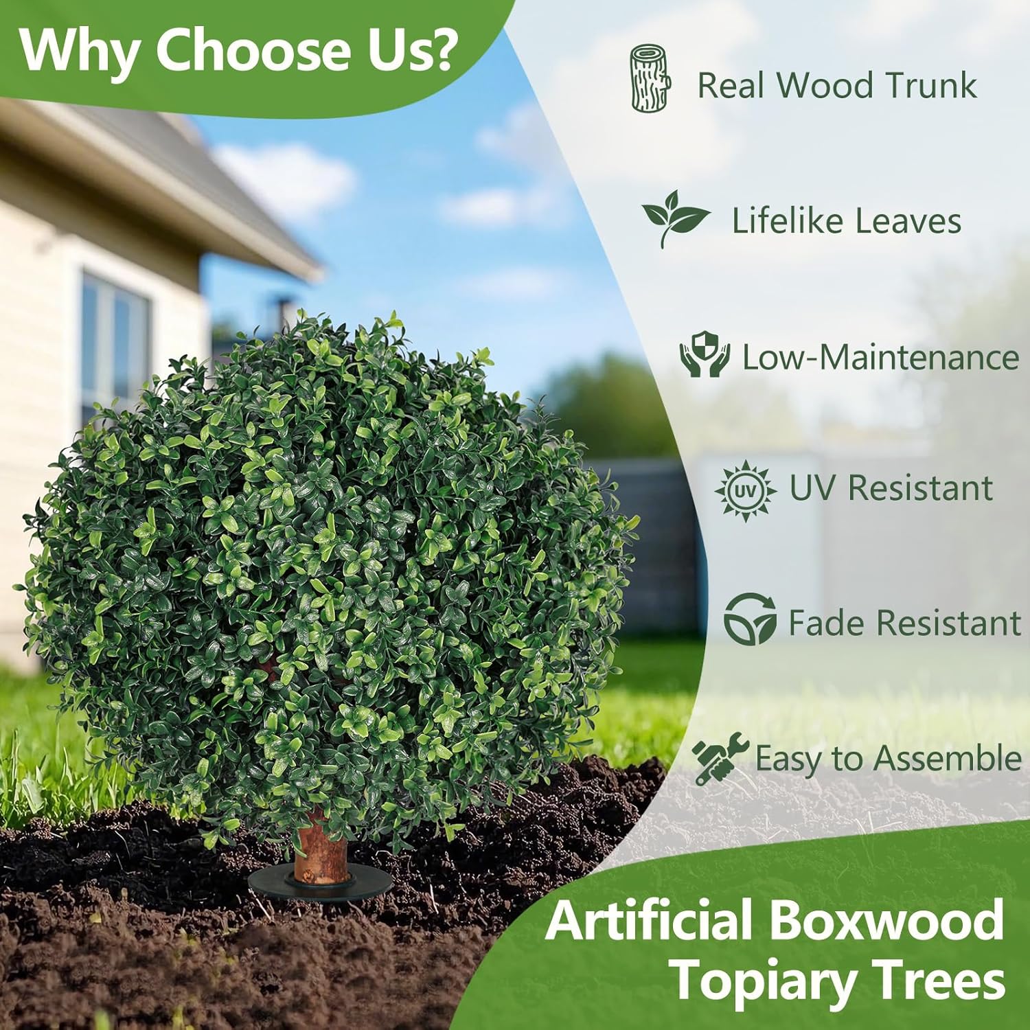 Artificial Boxwood Topiary Ball Trees 2-Pack