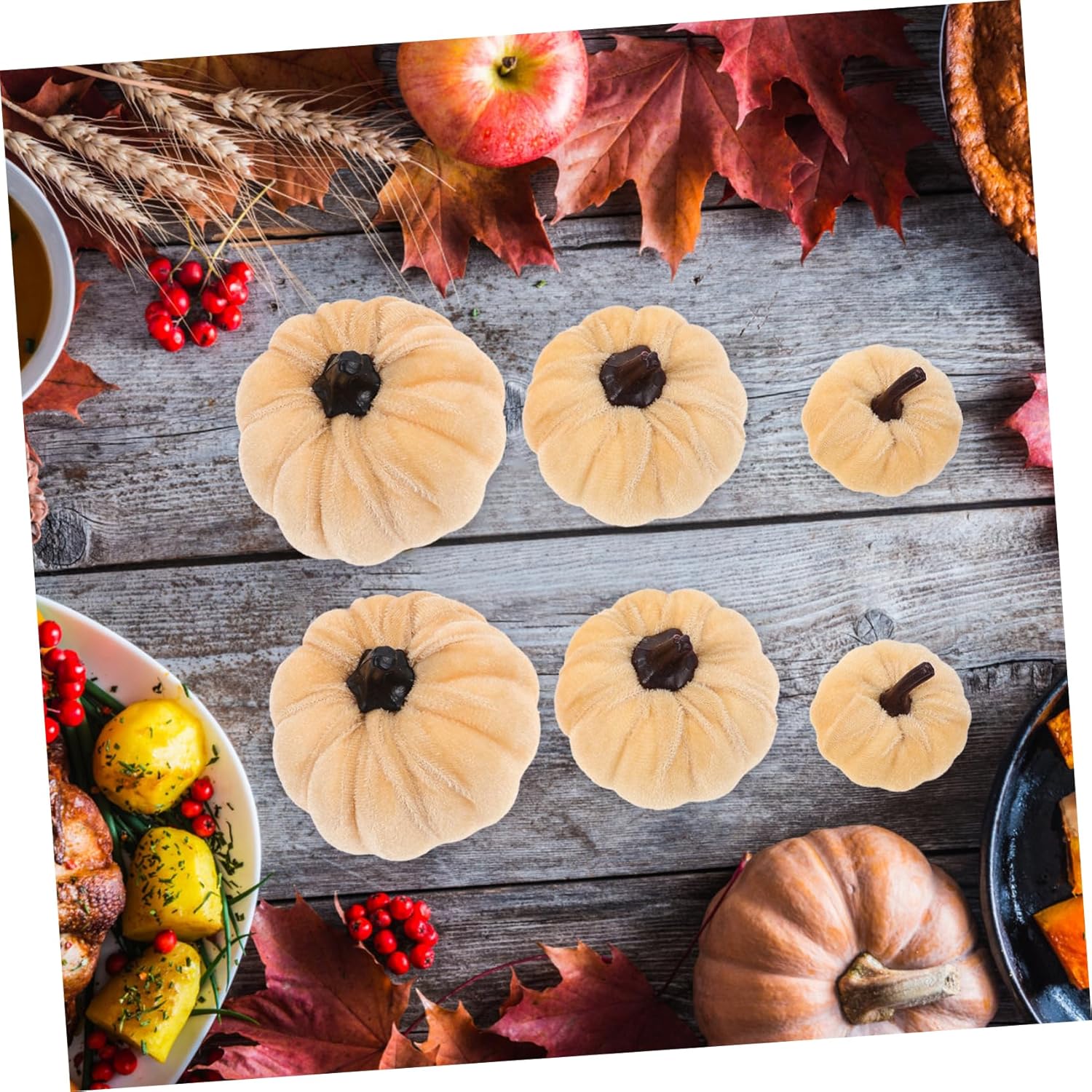 6pcs Decorative Artificial Pumpkins for Halloween Fall Centerpieces