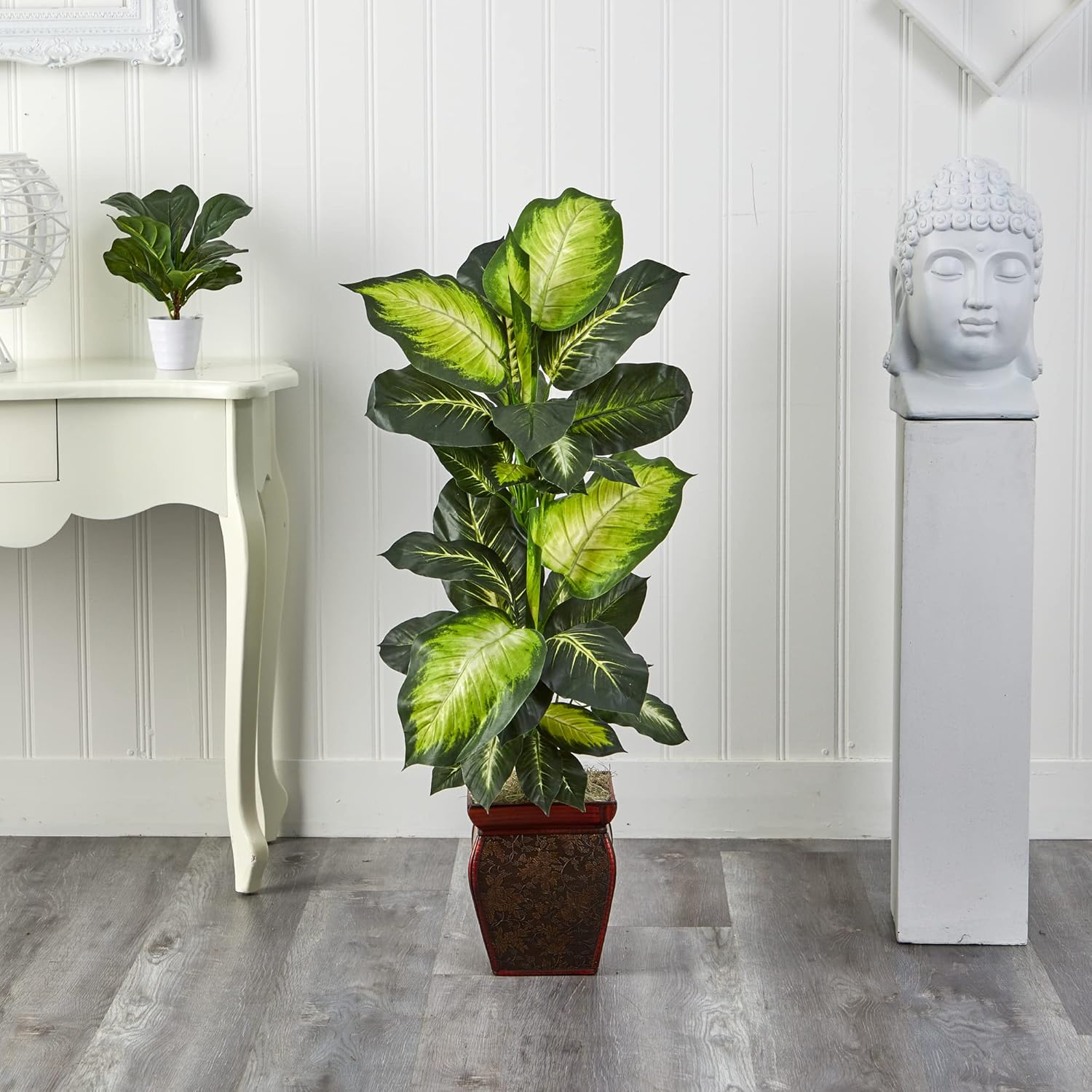Nearly Natural Golden Dieffenbachia Artificial Plant with Decorative Planter
