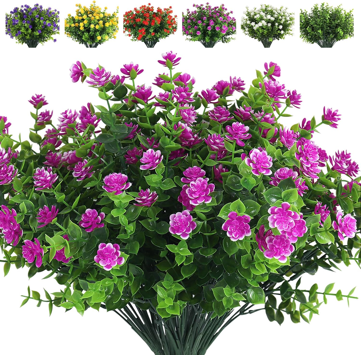 RECUTMS 8 Bundles Fuchsia Artificial Flowers