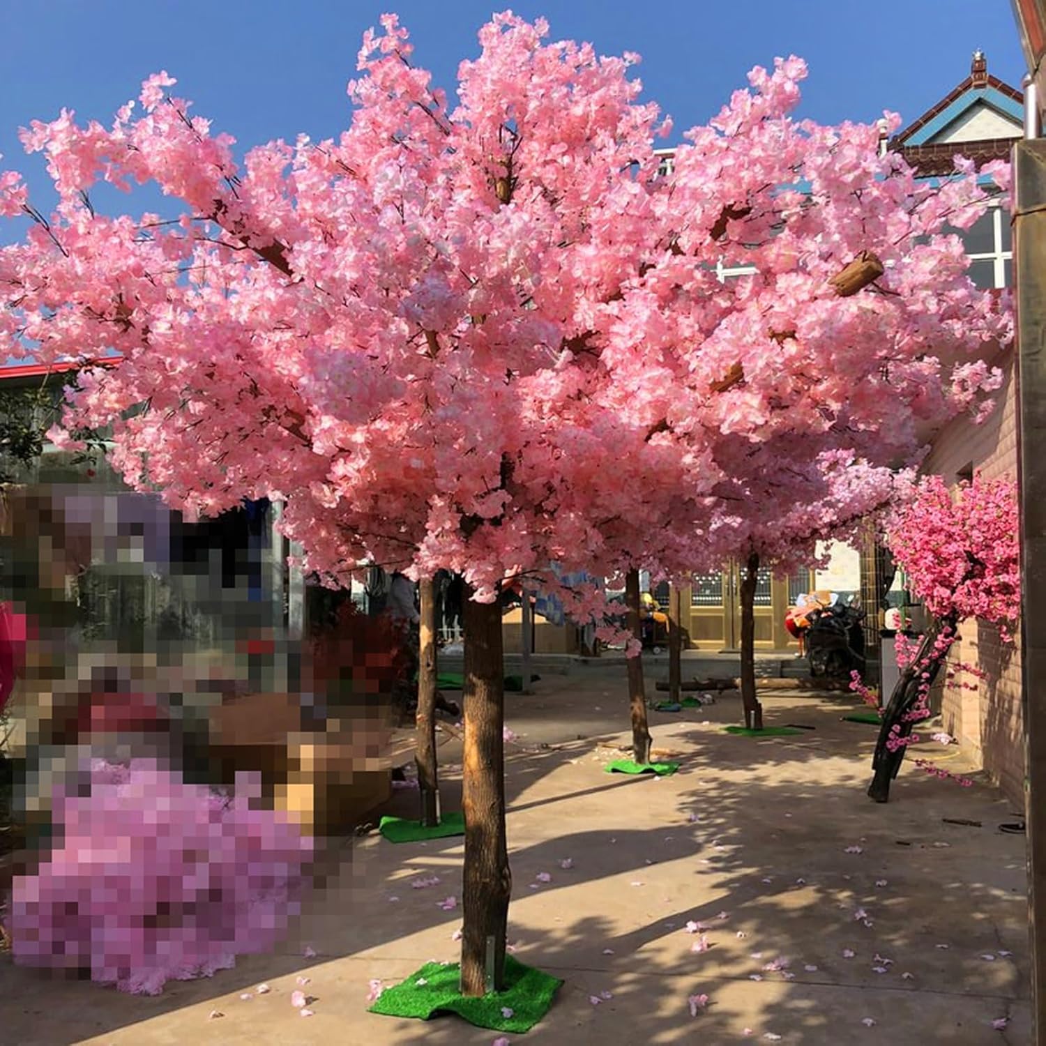 QIUPAI Peach Flower Artificial Cherry Blossom Tree