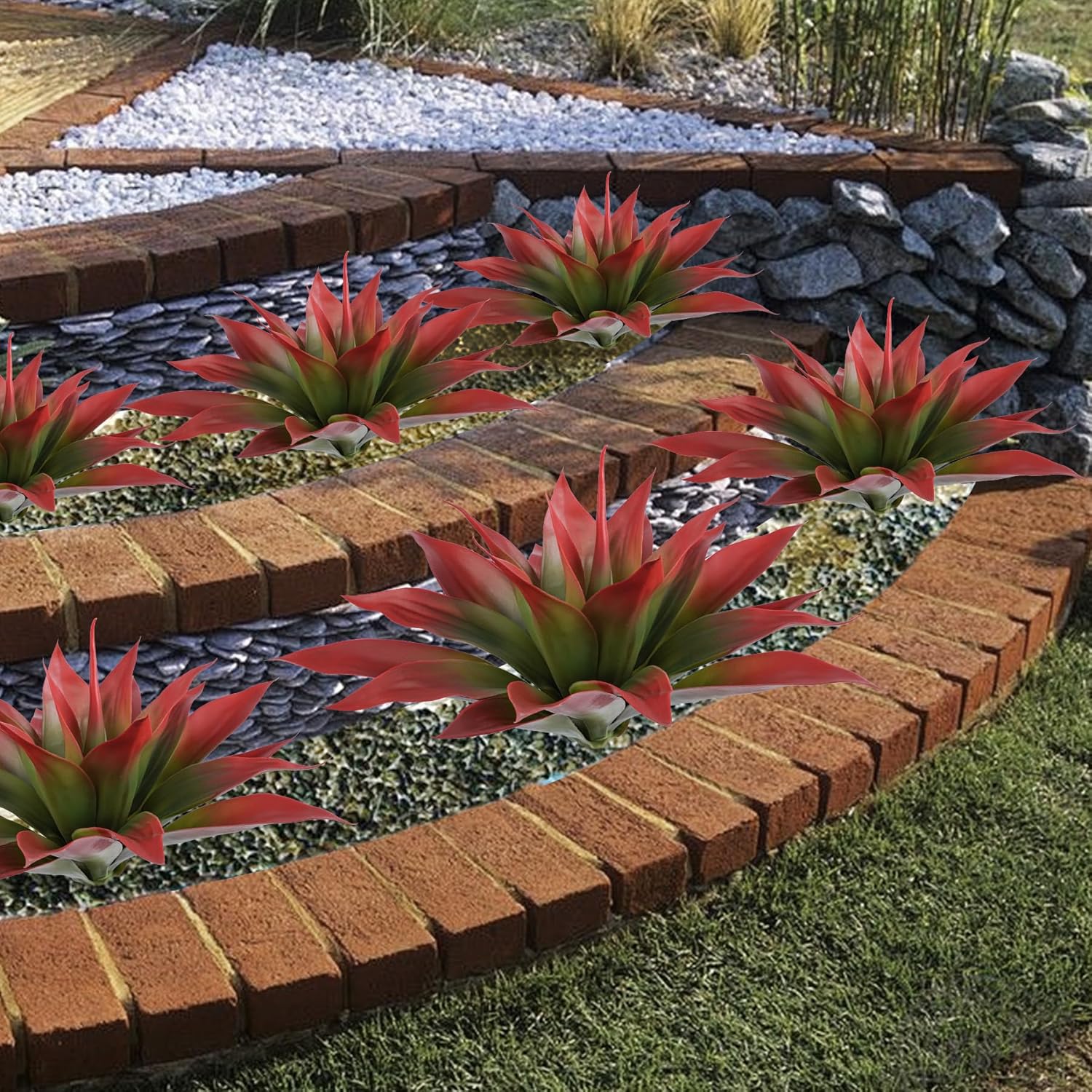 Ttranewsoo Artificial Agave Plants 2Pack 22 Red