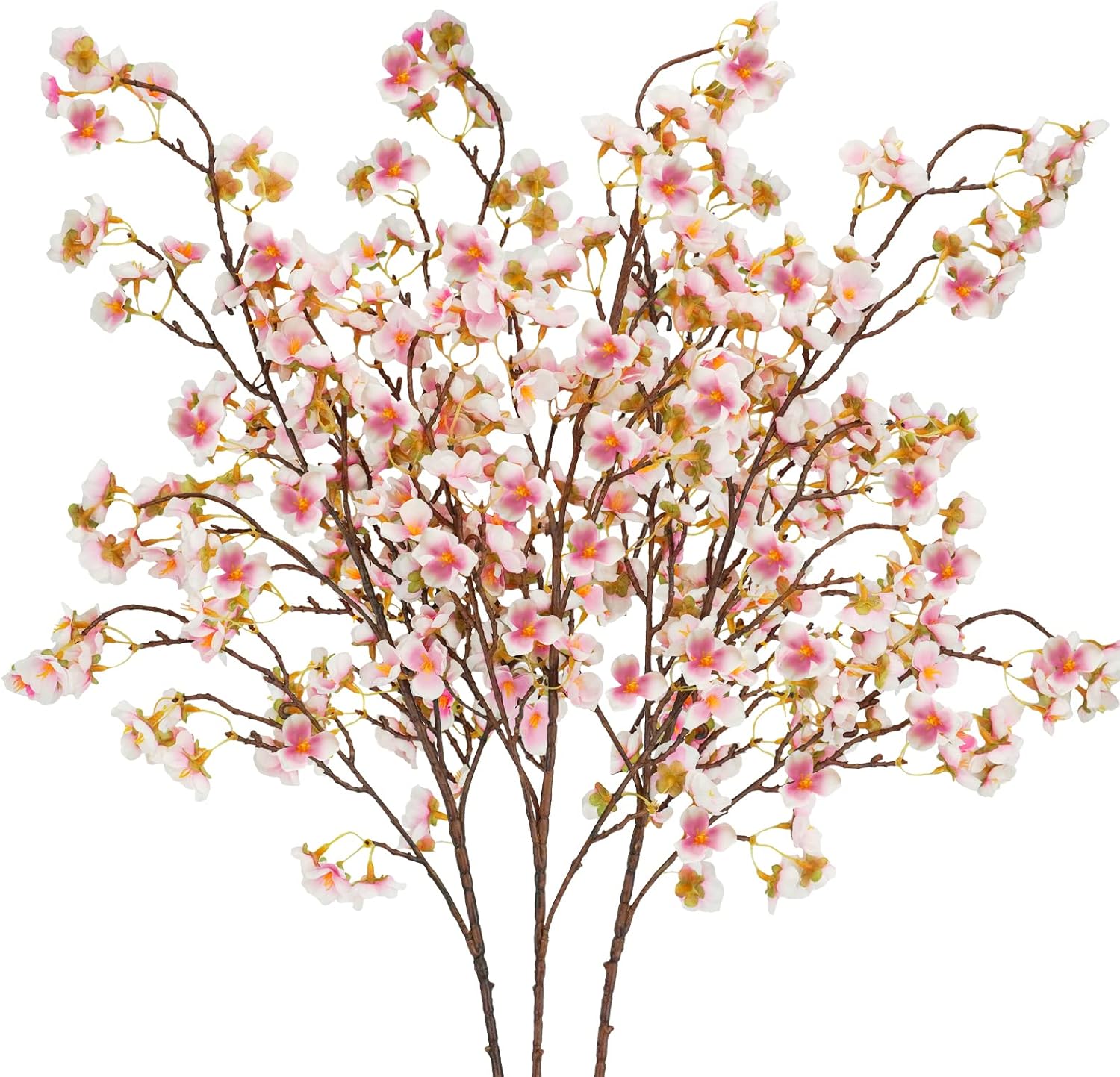 Uieke Silk Cherry Blossom Branches Set of 3 Pink 405in