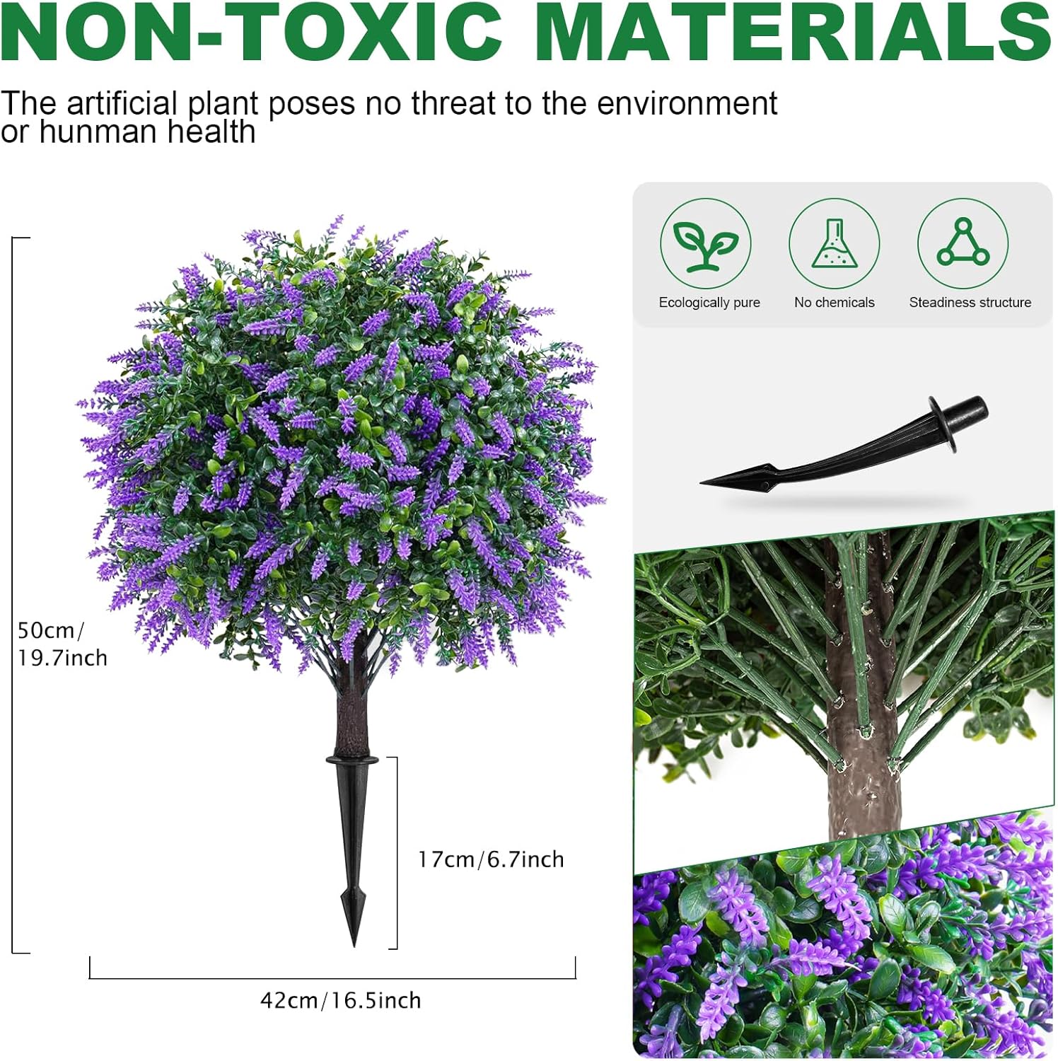 Set of 2 Artificial Lavender Boxwood Topiary Faux Shrubs