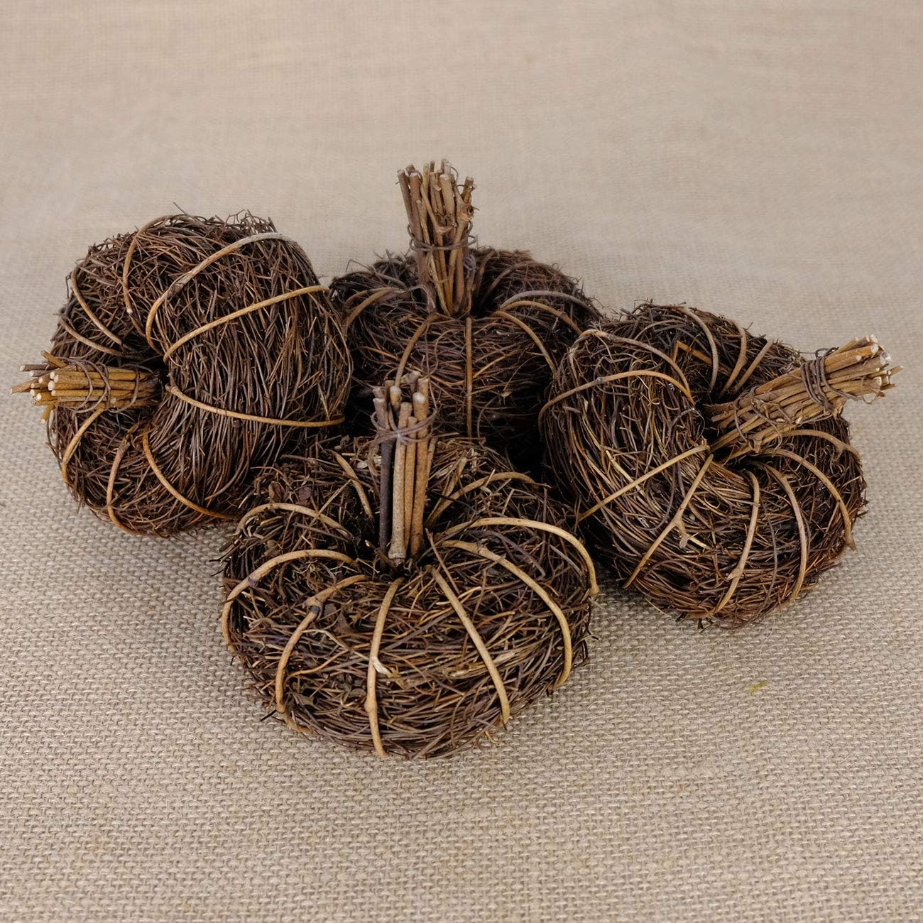 4pcs Artificial Grapevine Pumpkins for Halloween and Fall Decor