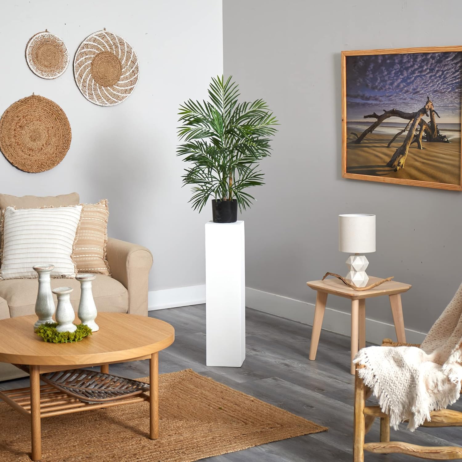 Nearly Natural 25ft Artificial Areca Palm Tree UV Resistant Indoor Outdoor