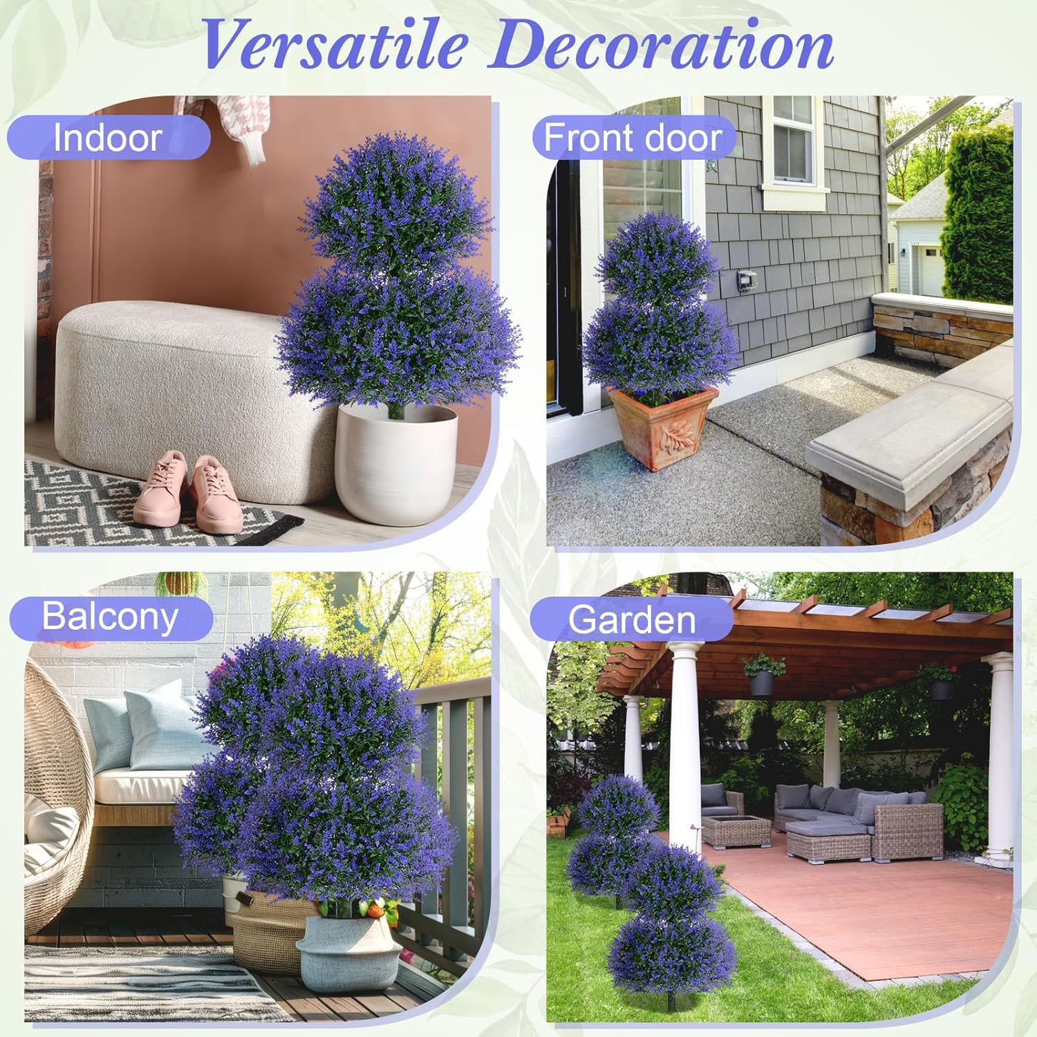 Yunlly 2 Set 28 Inch Faux Lavender Topiaries