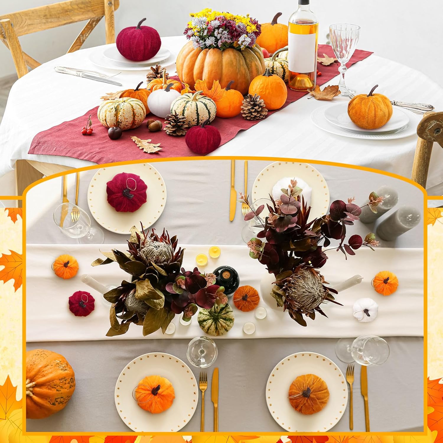 Sotiff 24 Pcs Fall Mini Tree Ornament Set