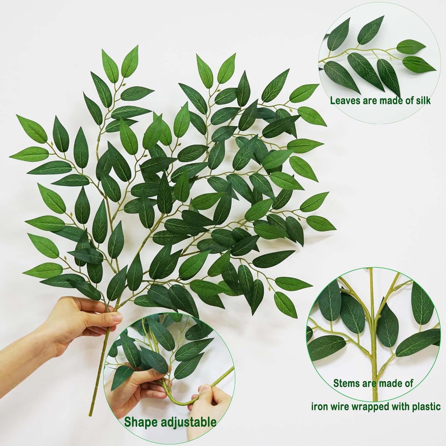 40 Pcs Italian Ruscus Artificial Greenery Stems 68cm Garland