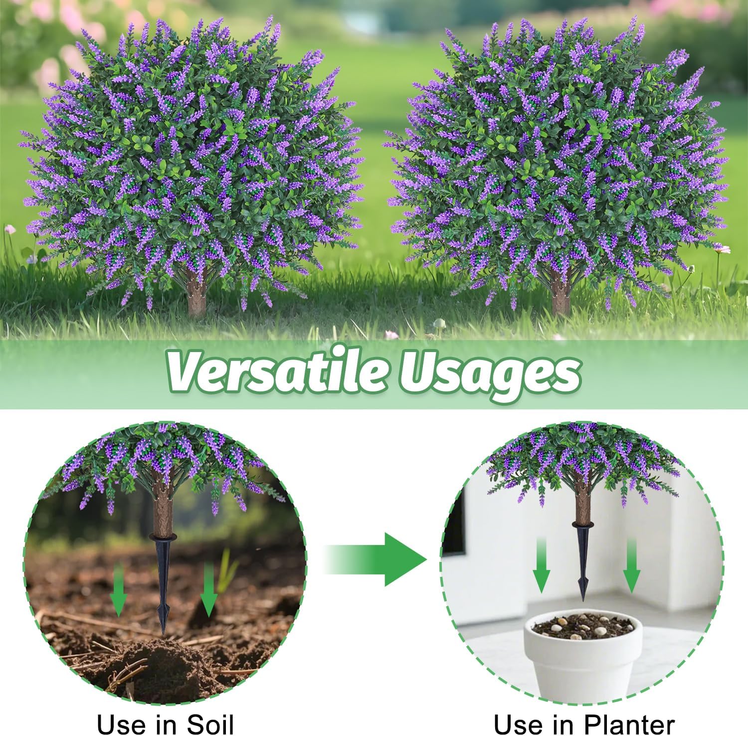 Artificial Lavender Topiary Ball Trees 2 Pack 255 Inches UV Resistant