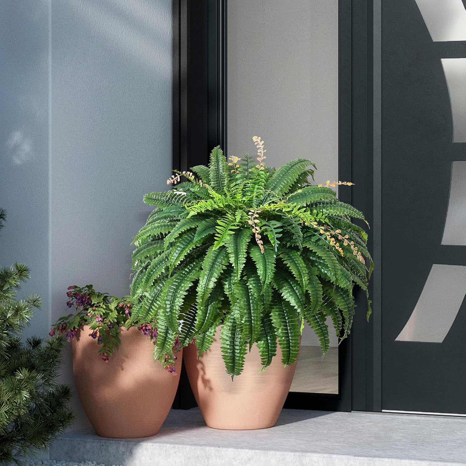 49 Inch Artificial Ferns Set of 2 128 Leaves Each UV Resistant