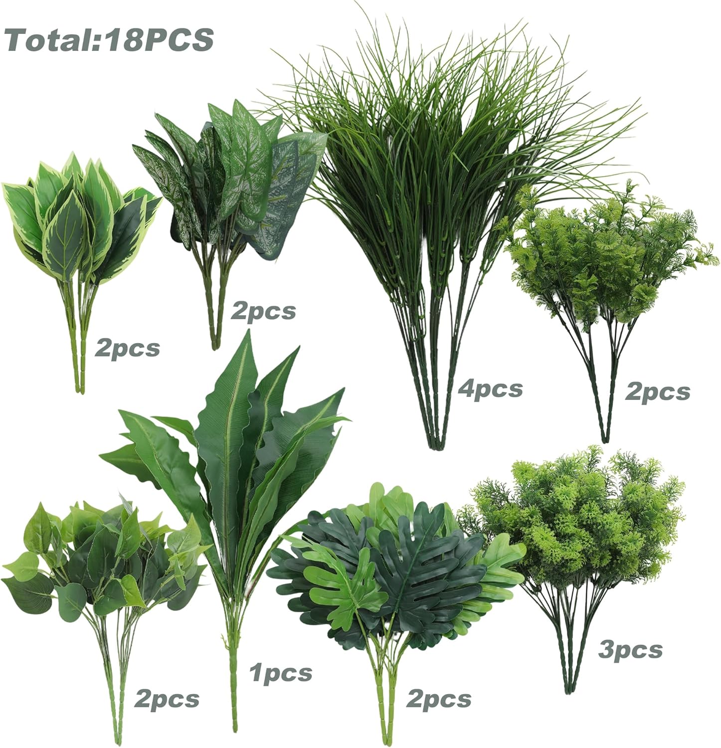 Green Moon 18 Bundles Artificial Plants Outdoor UV Resistant