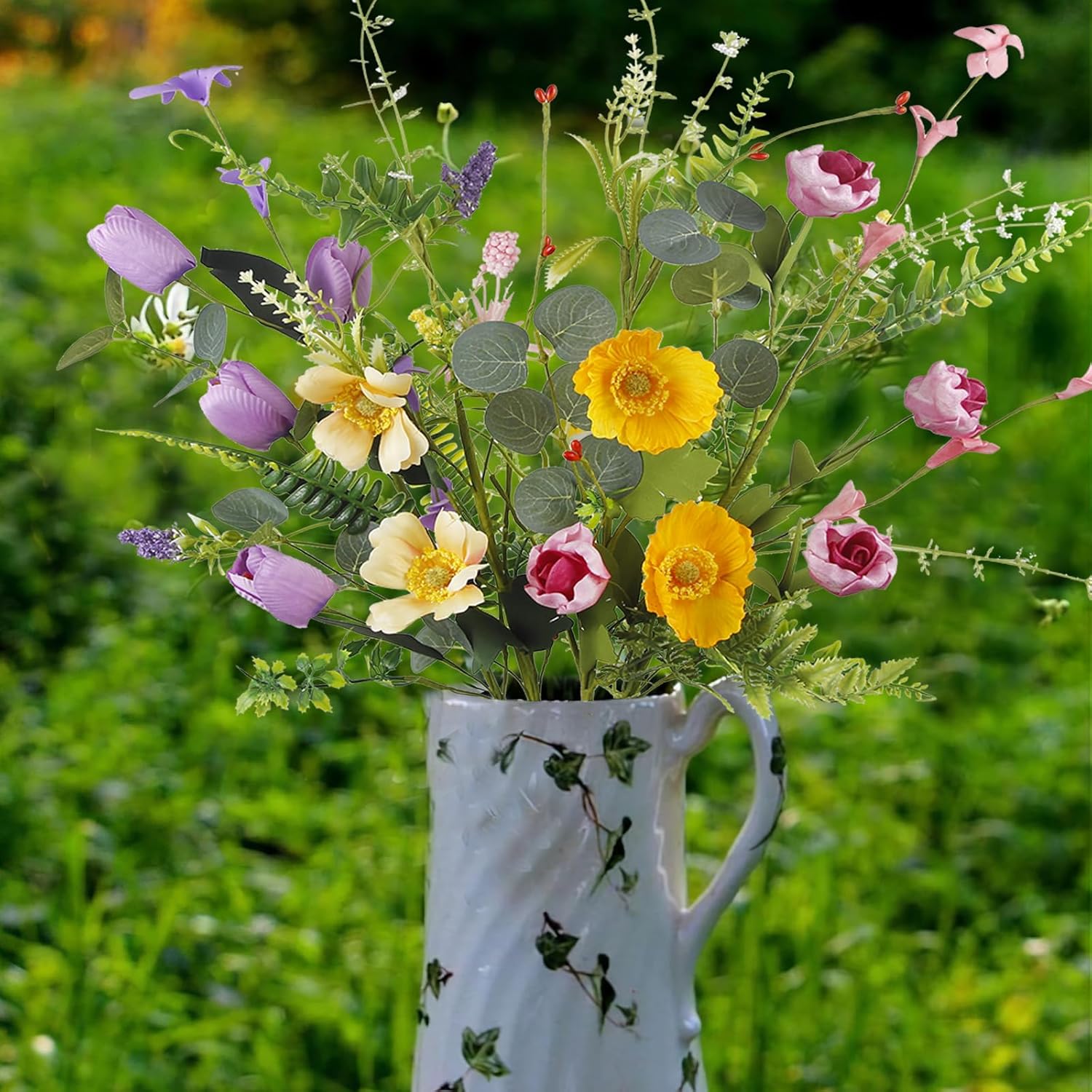 CISDUEO 4 Pcs Artificial Wildflowers Bouquet