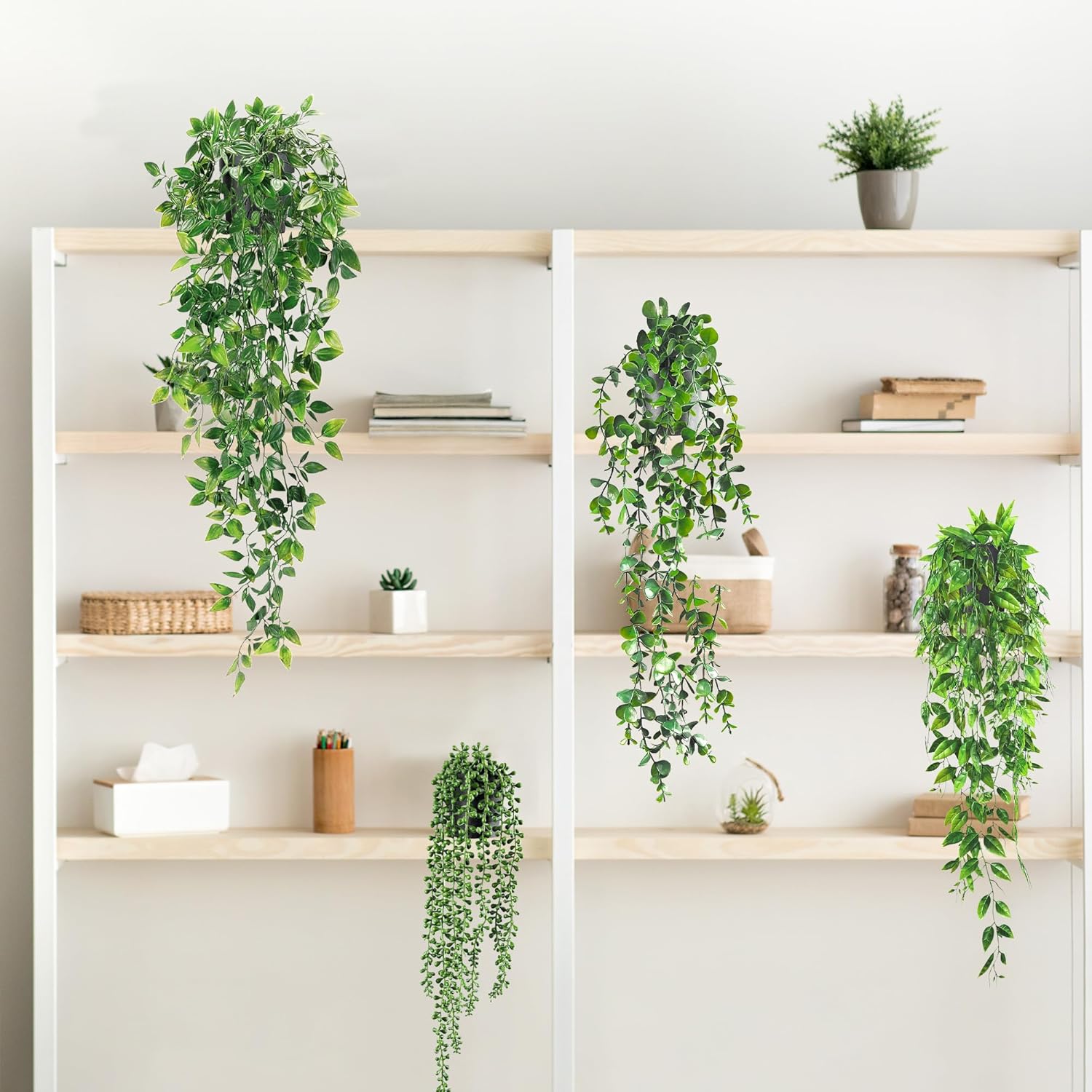 USLAI Artificial Hanging Plants Vine 4 Pack Set