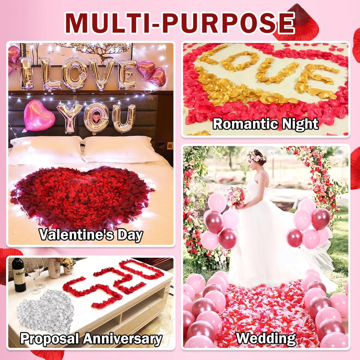 1000PCS Gold Rose Petals Artificial Flower Decorations