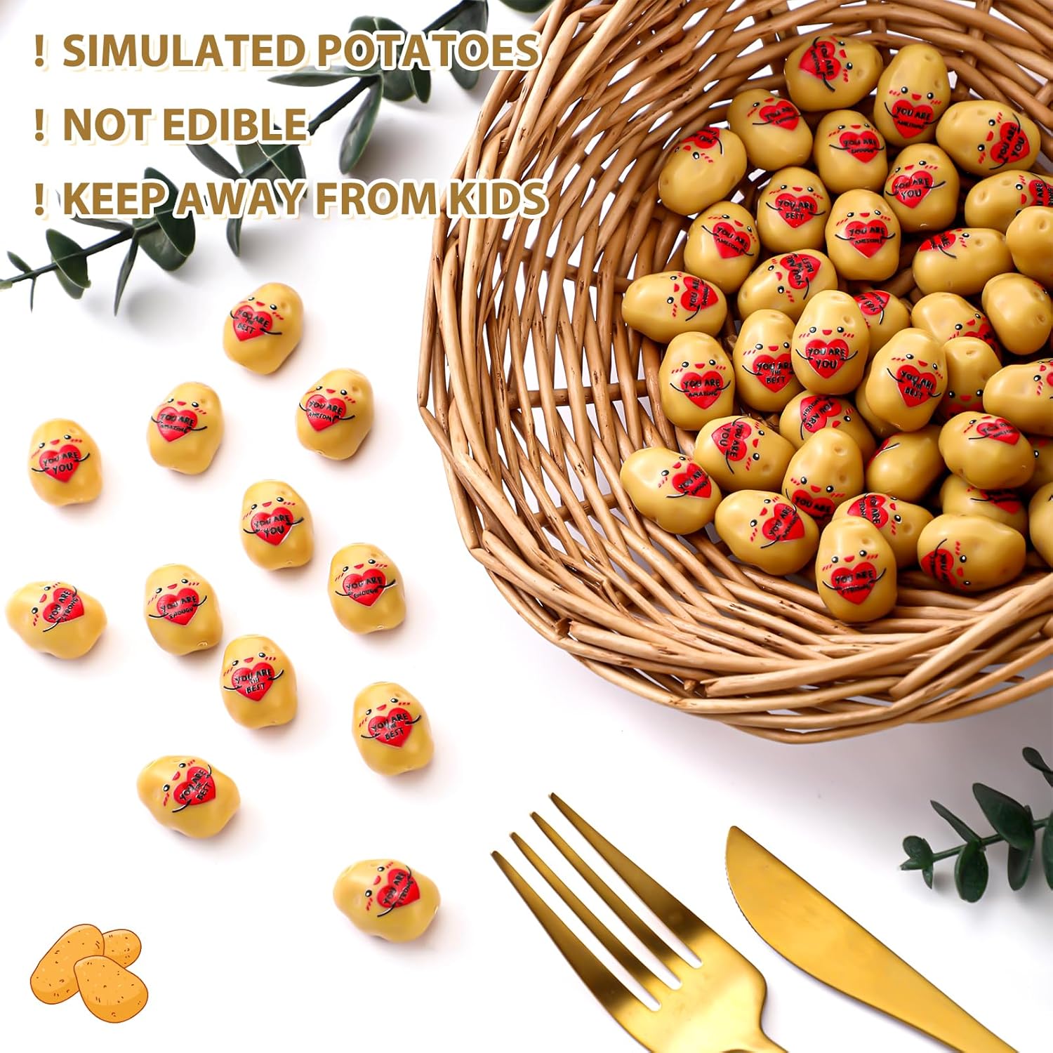 30 Pcs Resin Potato Decor with Positive Affirmations