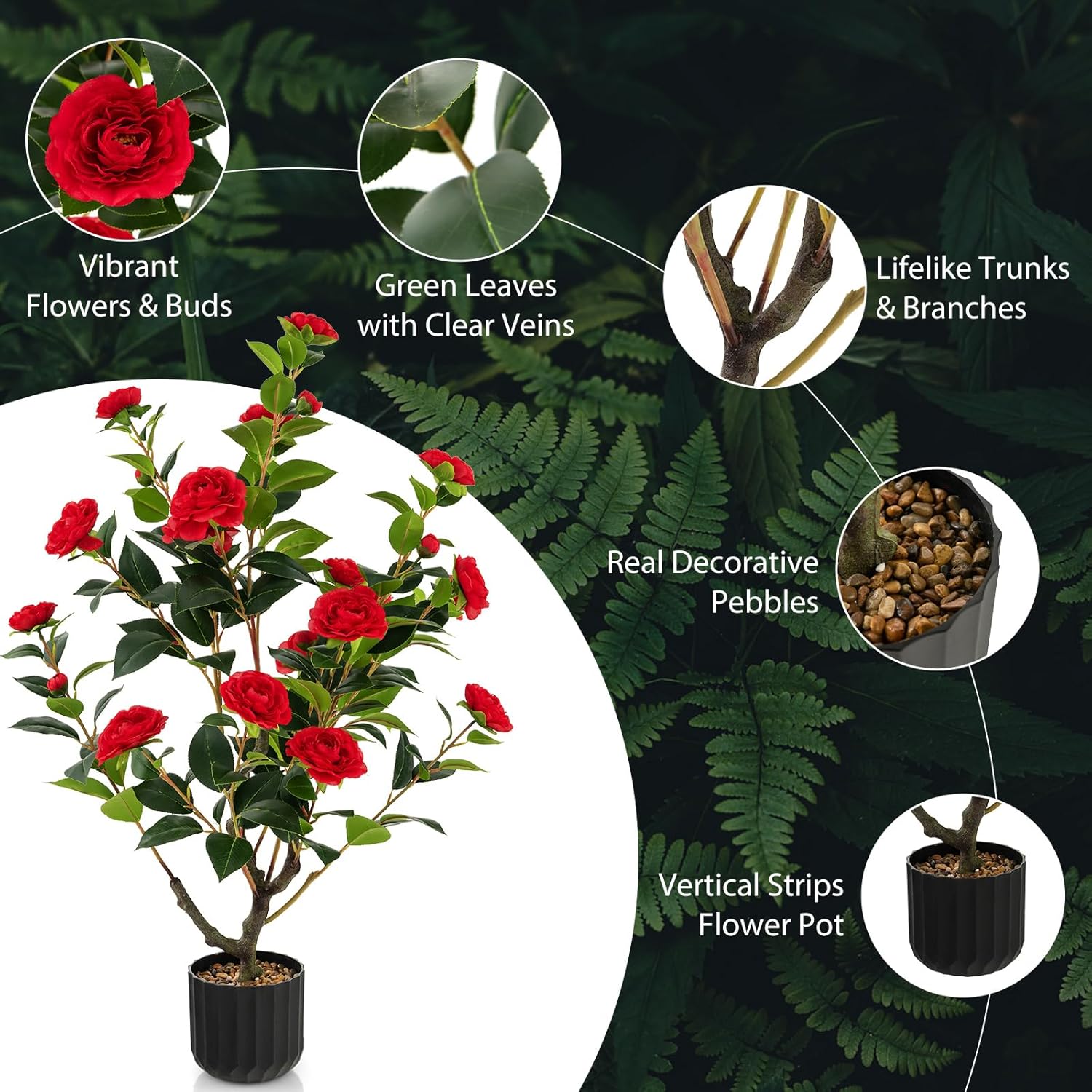Goplus 38 Inch Artificial Camellia Tree Set of 2