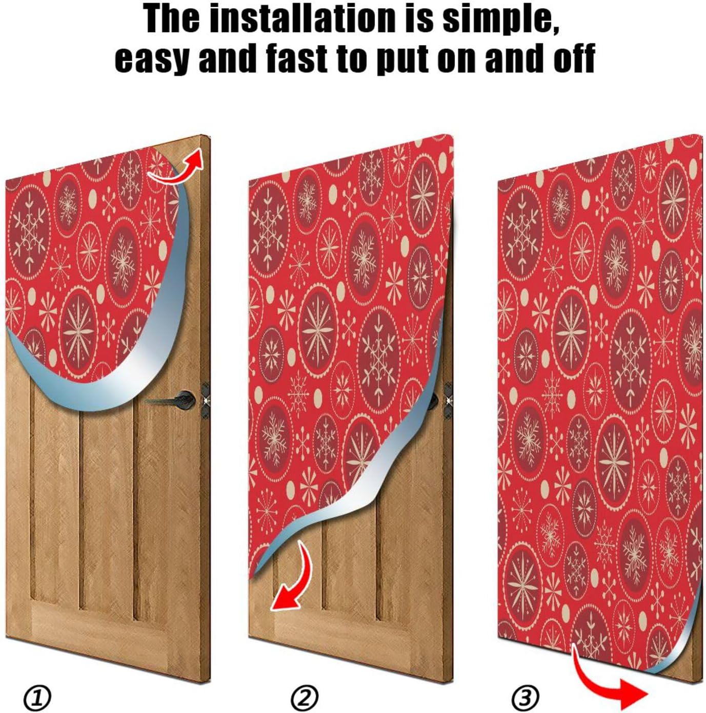 Susiyo Christmas Door Cover with Snowflakes Red Halloween Decor