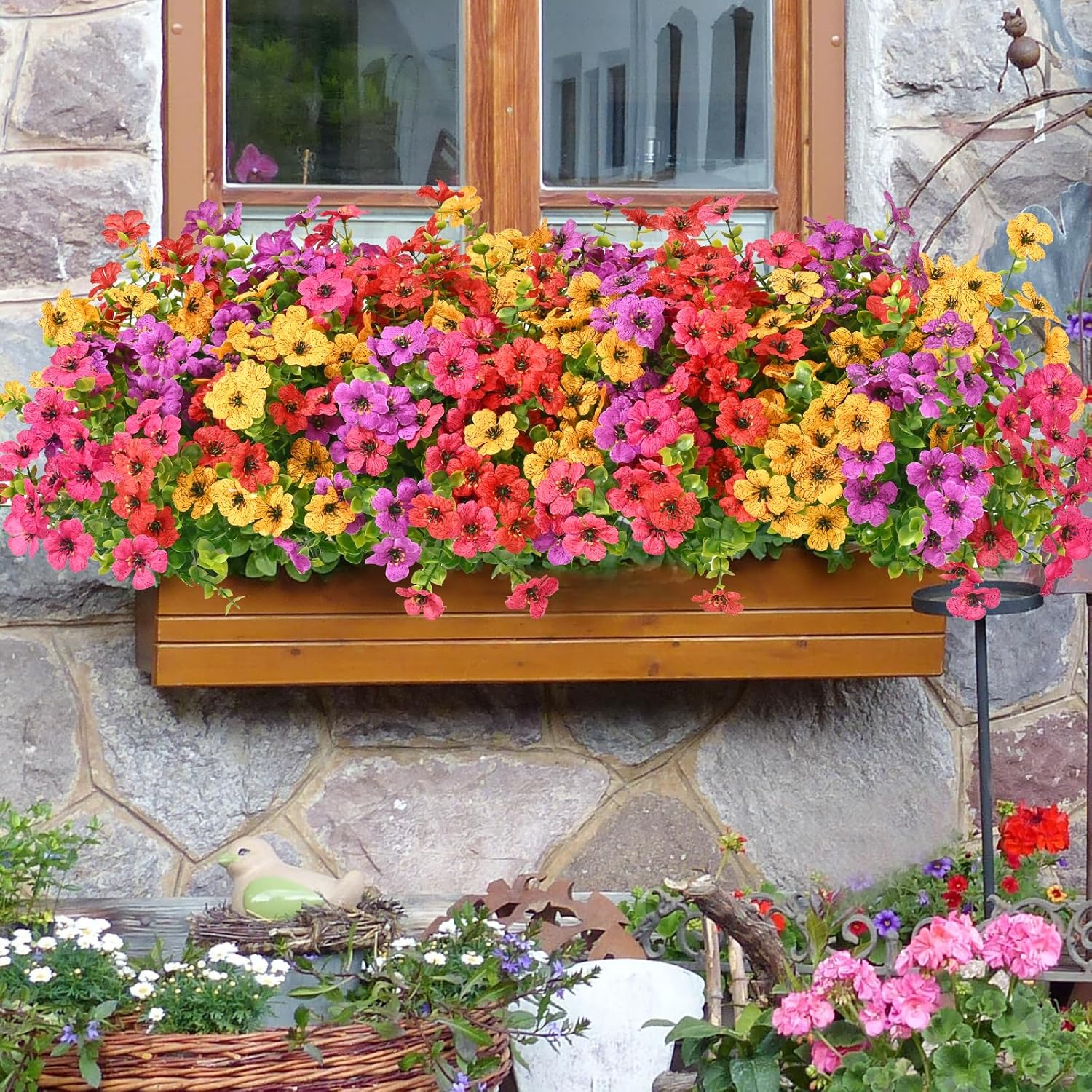 Waipfaru Artificial Flowers Outdoor Set 12 Bundles UV Resistant