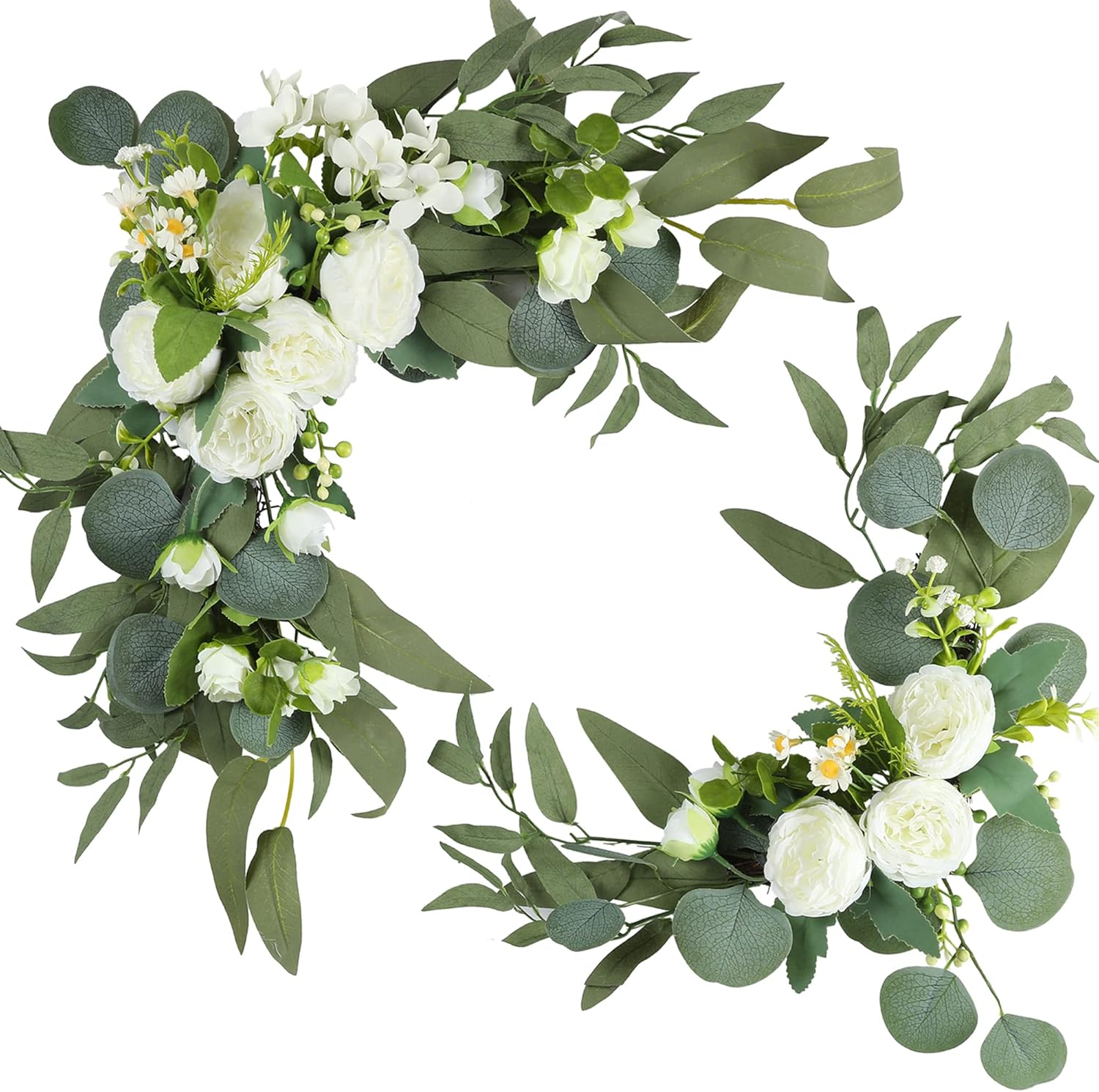 HW Artificial Wedding Arch Flowers 2pcs Willow Leaves Peony White