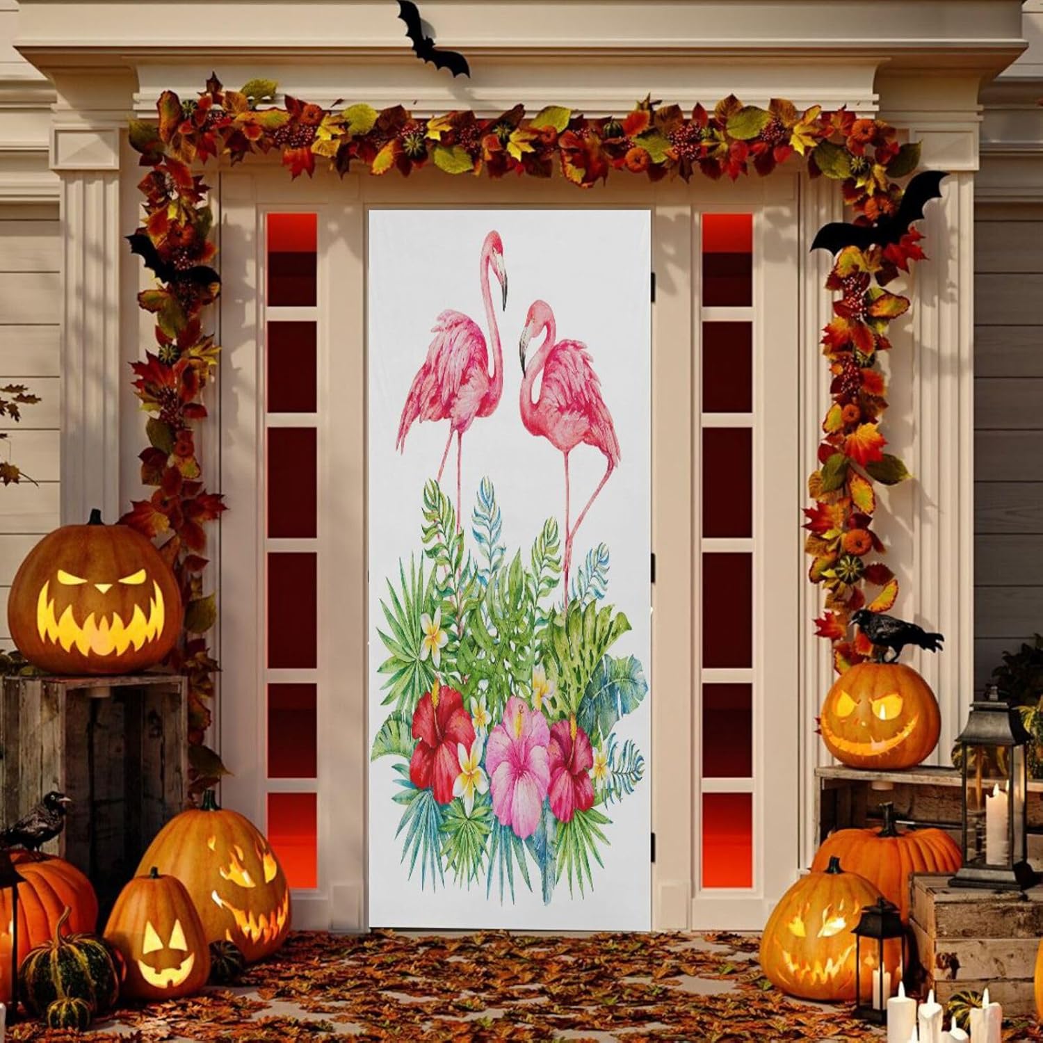 Susiyo Pink Flamingo Halloween Door Cover 32x79 in 1