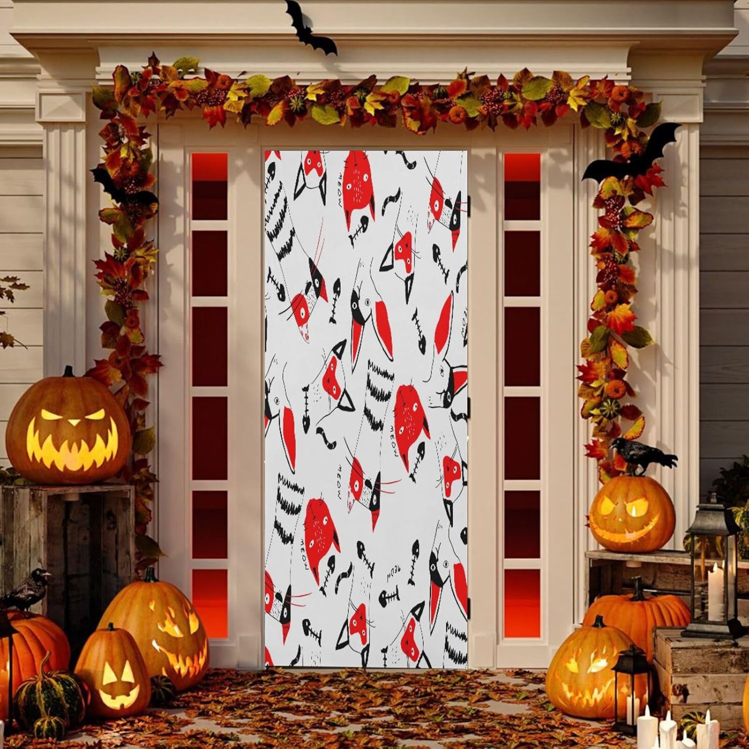 Susiyo Cute Cats Halloween Door Cover Stretch Fabric 32x79 in