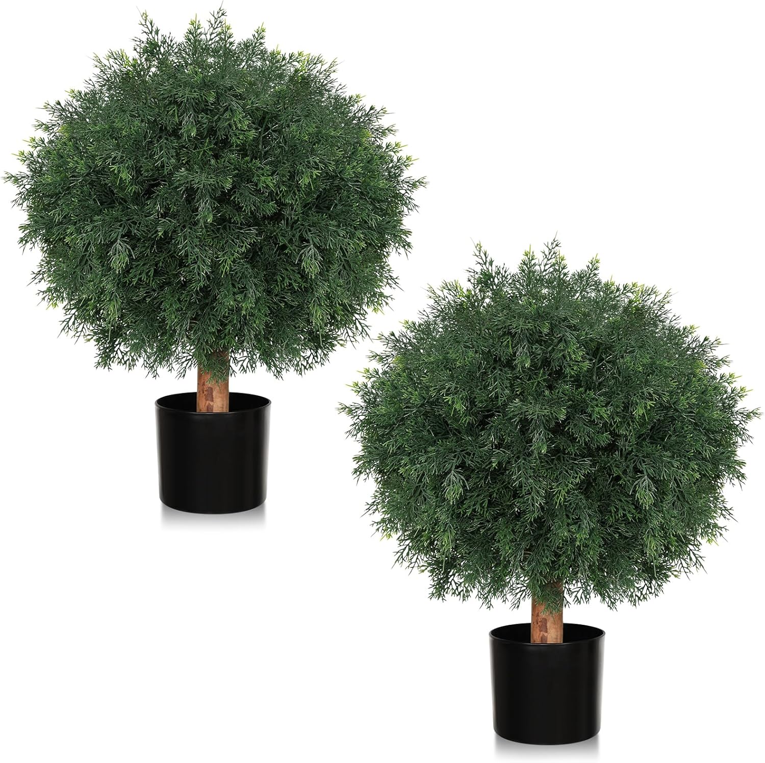 24 Inch Artificial Cedar Ball Topiary Set of 2