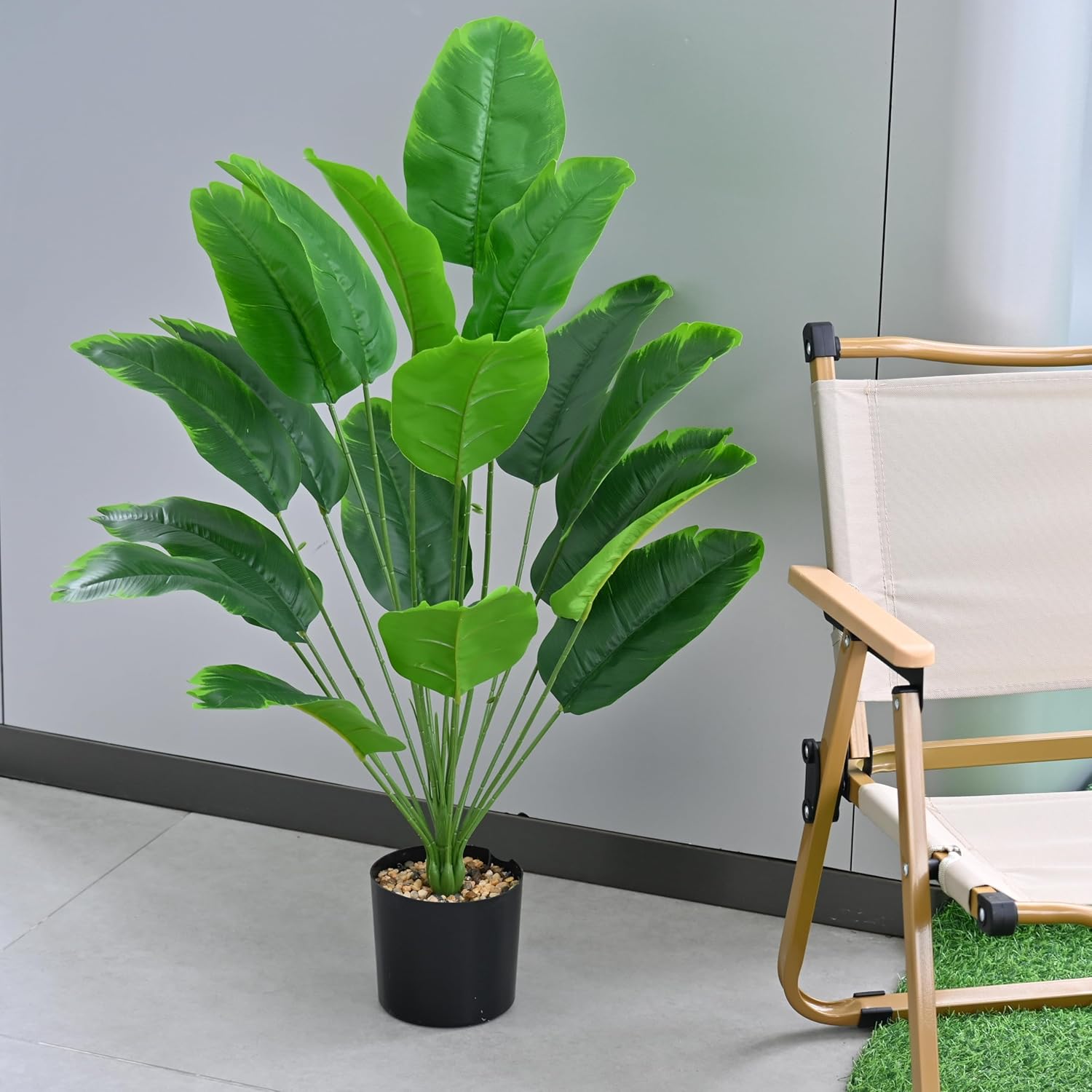Artificial Bird of Paradise Plant 28 In 18 Trunks Faux Palm Tree