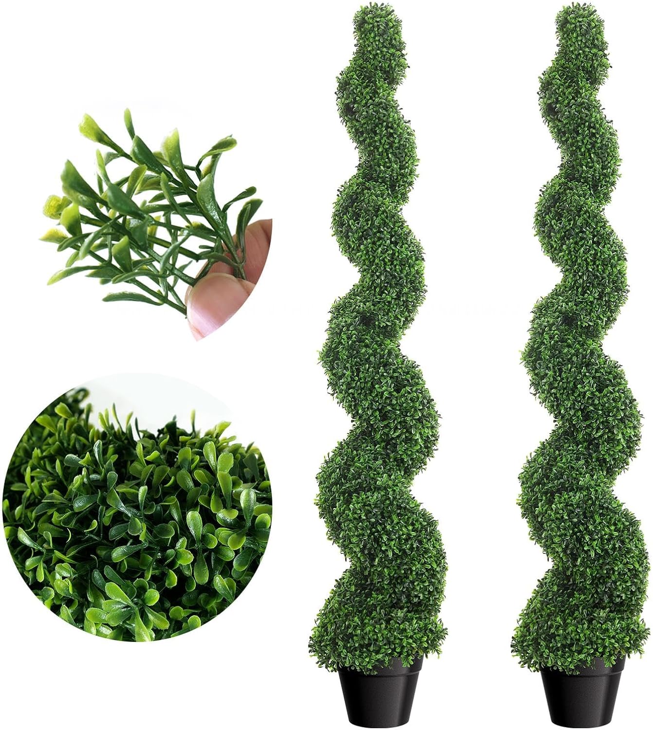 5FT Artificial Boxwood Spiral Topiary Trees 2 Pack