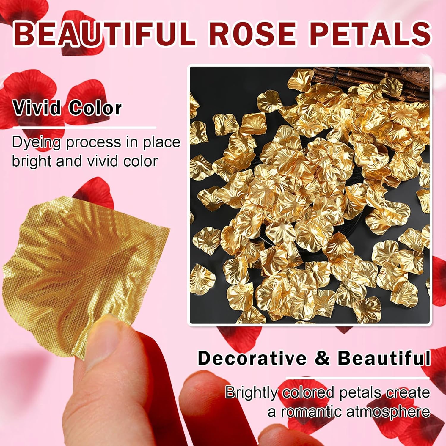 1000PCS Gold Rose Petals Artificial Flower Decorations