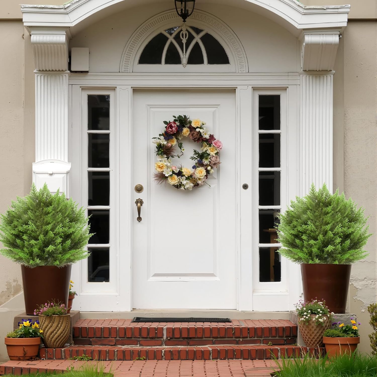 Artificial Cedar Topiary Tree Set of 2