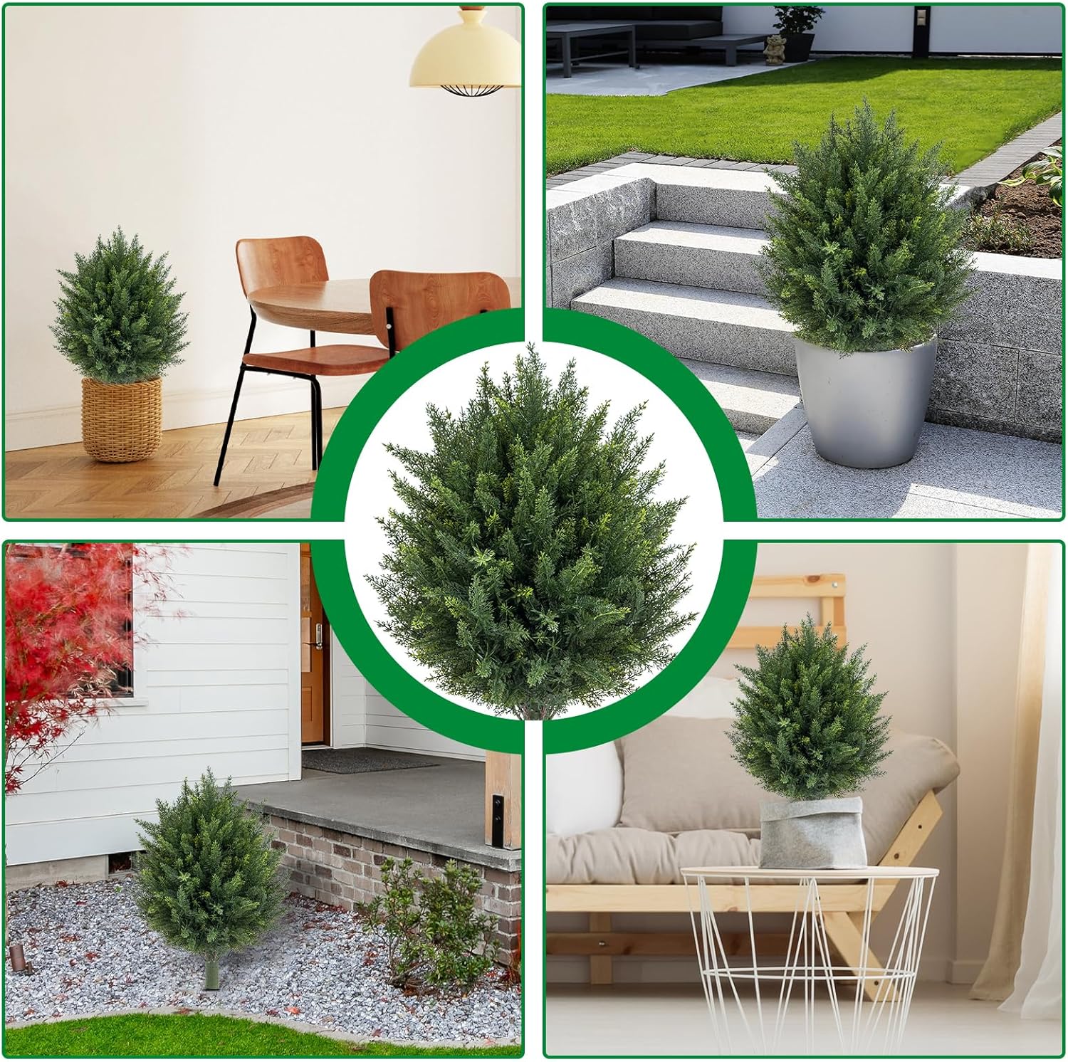 236-inch Artificial Cedar Topiary Set of 2 UV Resistant Fake Evergreen Plants