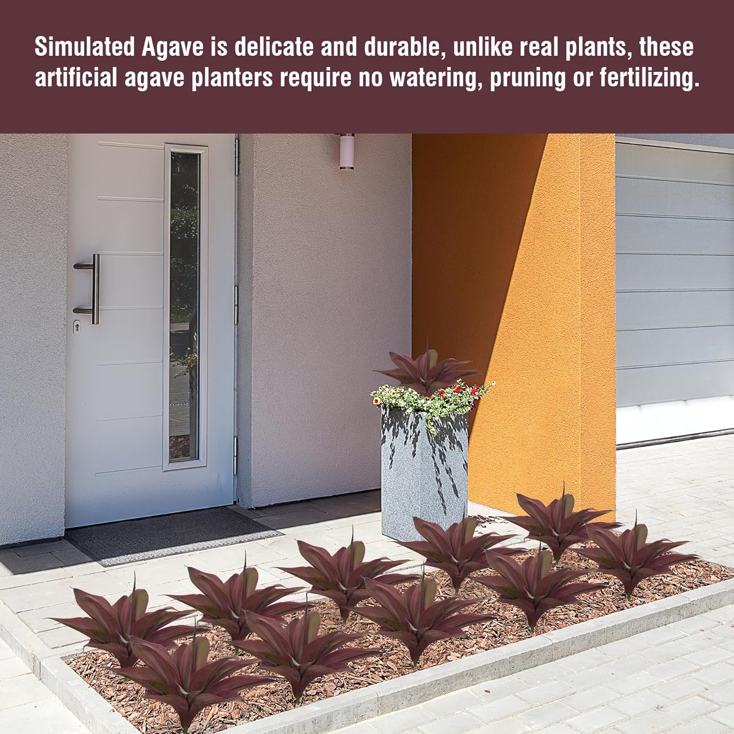 Fake Plants Artificial Agave Plants 138 Inch Purple 2 Pack