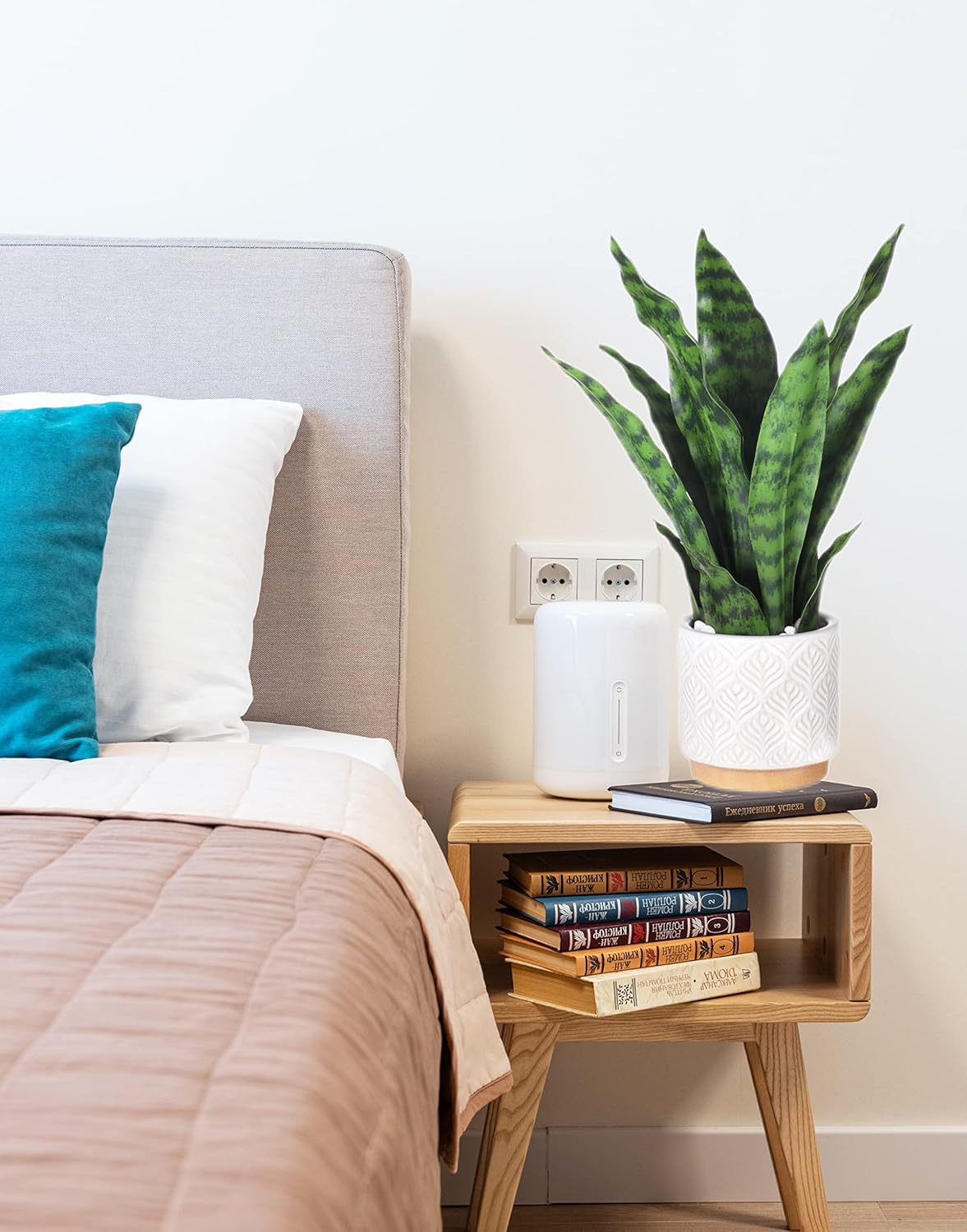 Artificial Snake Plant 16 Inches with White Ceramic Pot Decor