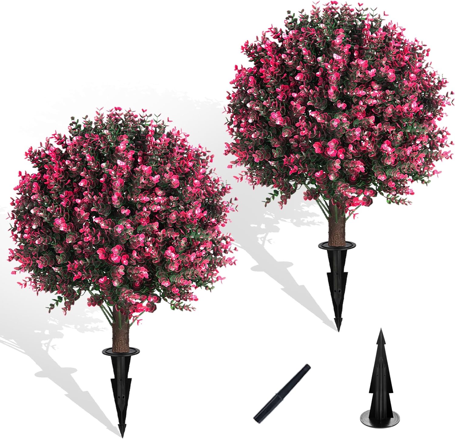 Grewyear Artificial Rose Pink Boxwood Topiary Set of 2